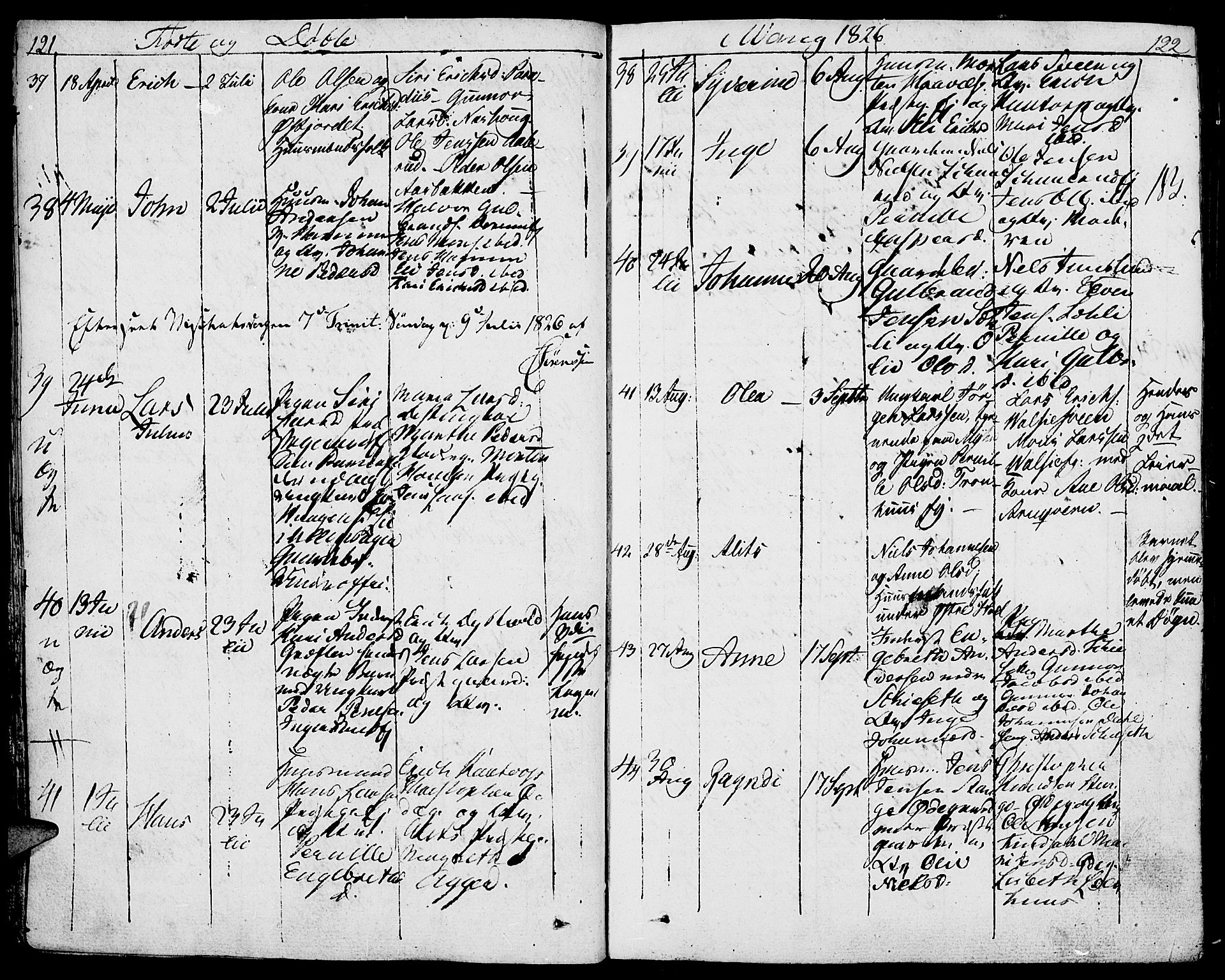 Vang prestekontor, Hedmark, SAH/PREST-008/H/Ha/Haa/L0006: Parish register (official) no. 6 /1, 1809-1827, p. 121-122