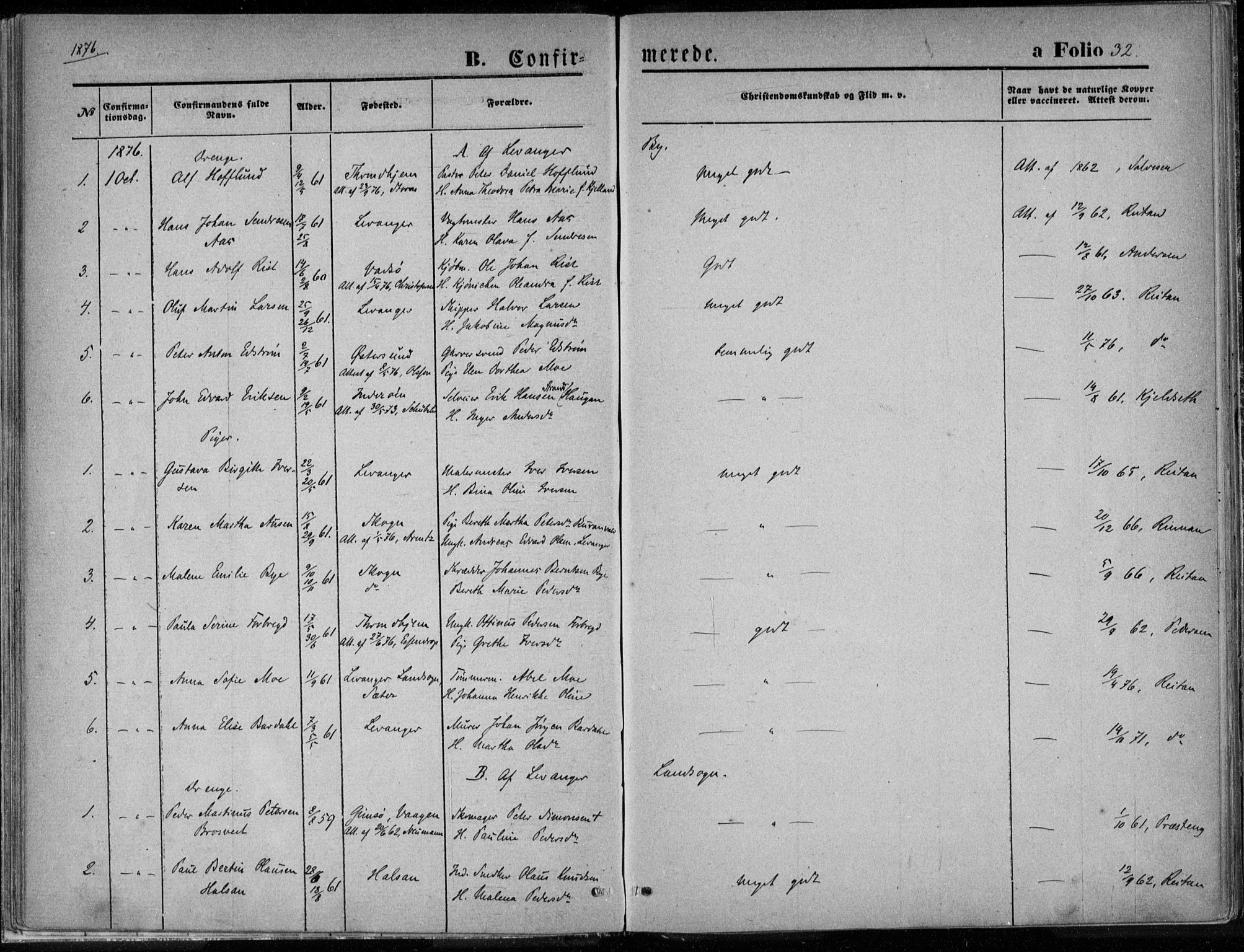 Ministerialprotokoller, klokkerbøker og fødselsregistre - Nord-Trøndelag, SAT/A-1458/720/L0187: Parish register (official) no. 720A04 /1, 1875-1879, p. 32