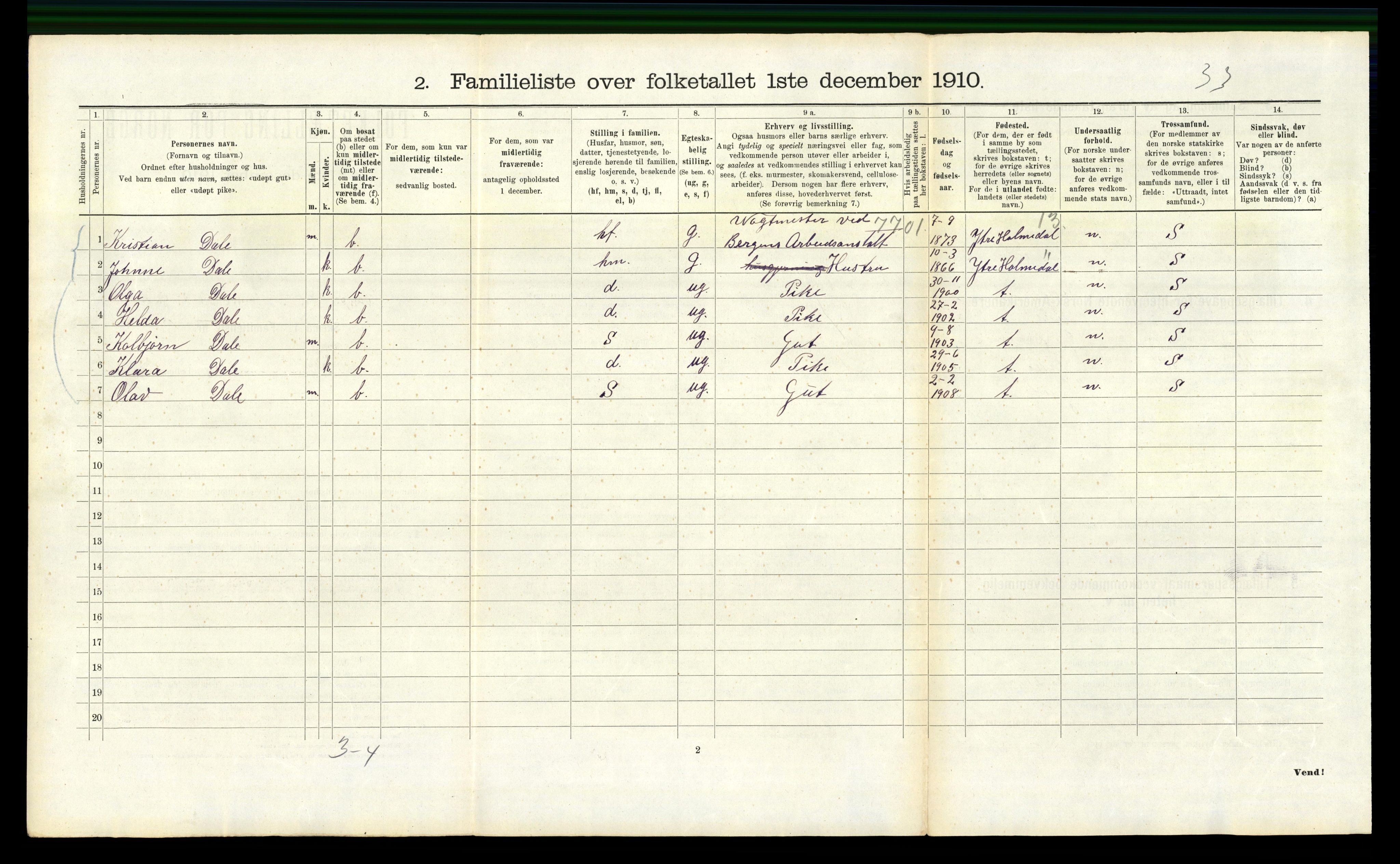 RA, 1910 census for Bergen, 1910, p. 40138