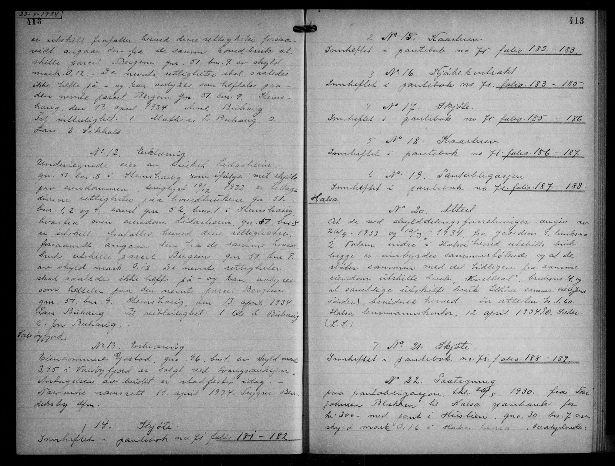 Nordmøre sorenskriveri, AV/SAT-A-4132/1/2/2Ca/L0078: Mortgage book no. 68, 1933-1934, Deed date: 23.04.1934