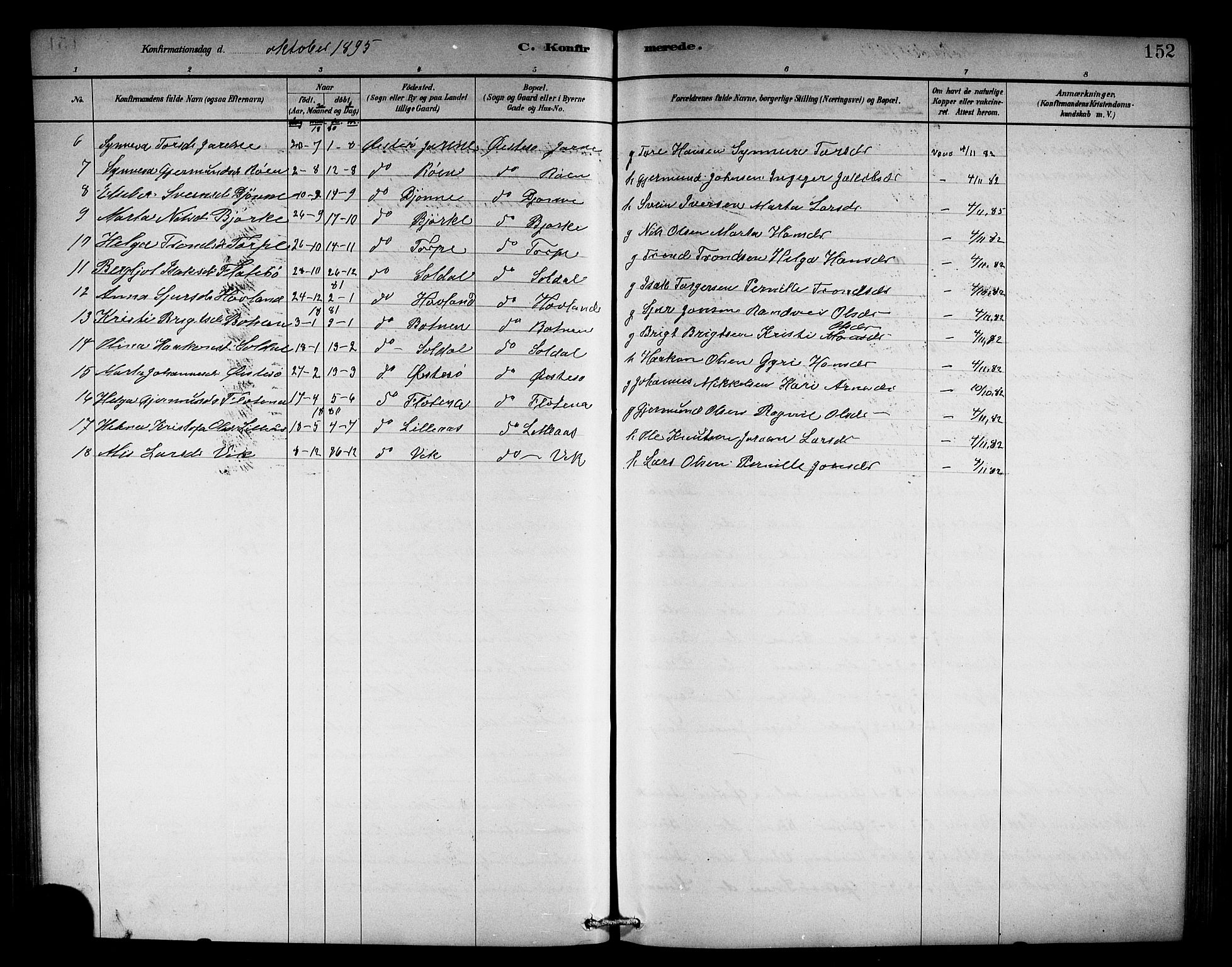 Kvam sokneprestembete, AV/SAB-A-76201/H/Hab: Parish register (copy) no. C 3, 1881-1905, p. 152