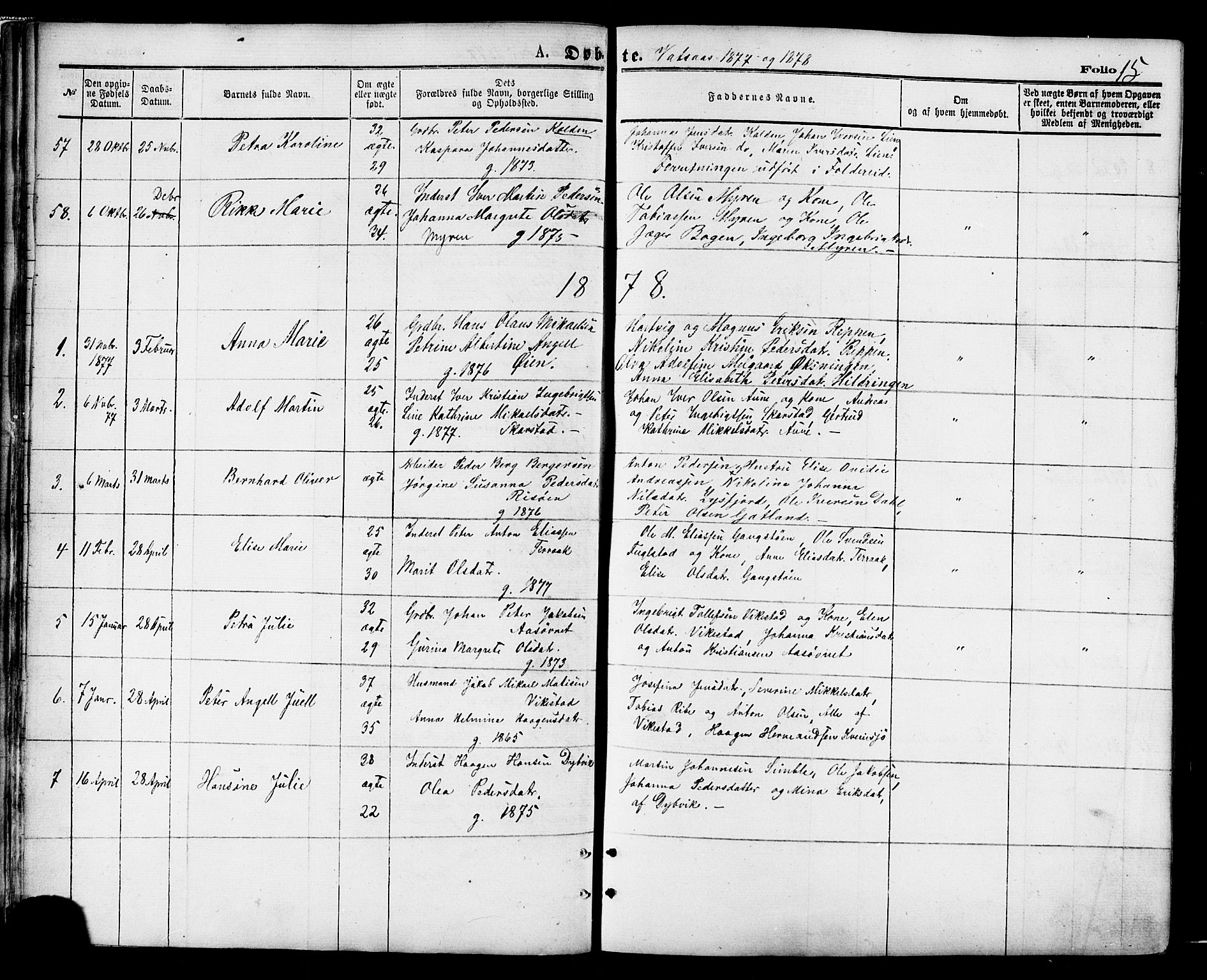 Ministerialprotokoller, klokkerbøker og fødselsregistre - Nordland, AV/SAT-A-1459/810/L0148: Parish register (official) no. 810A09 /1, 1874-1884, p. 15