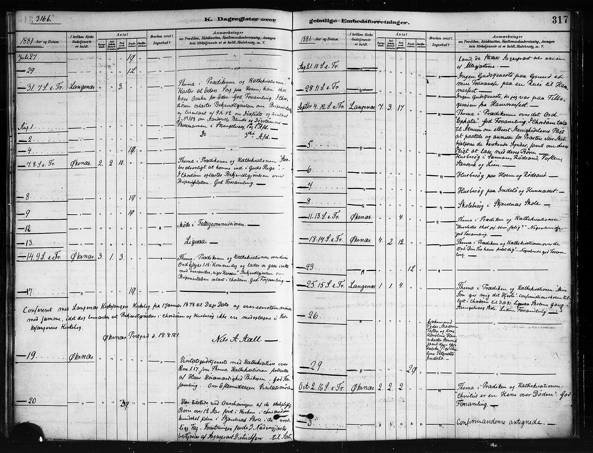 Ministerialprotokoller, klokkerbøker og fødselsregistre - Nordland, AV/SAT-A-1459/893/L1335: Parish register (official) no. 893A08 /1, 1878-1884, p. 317