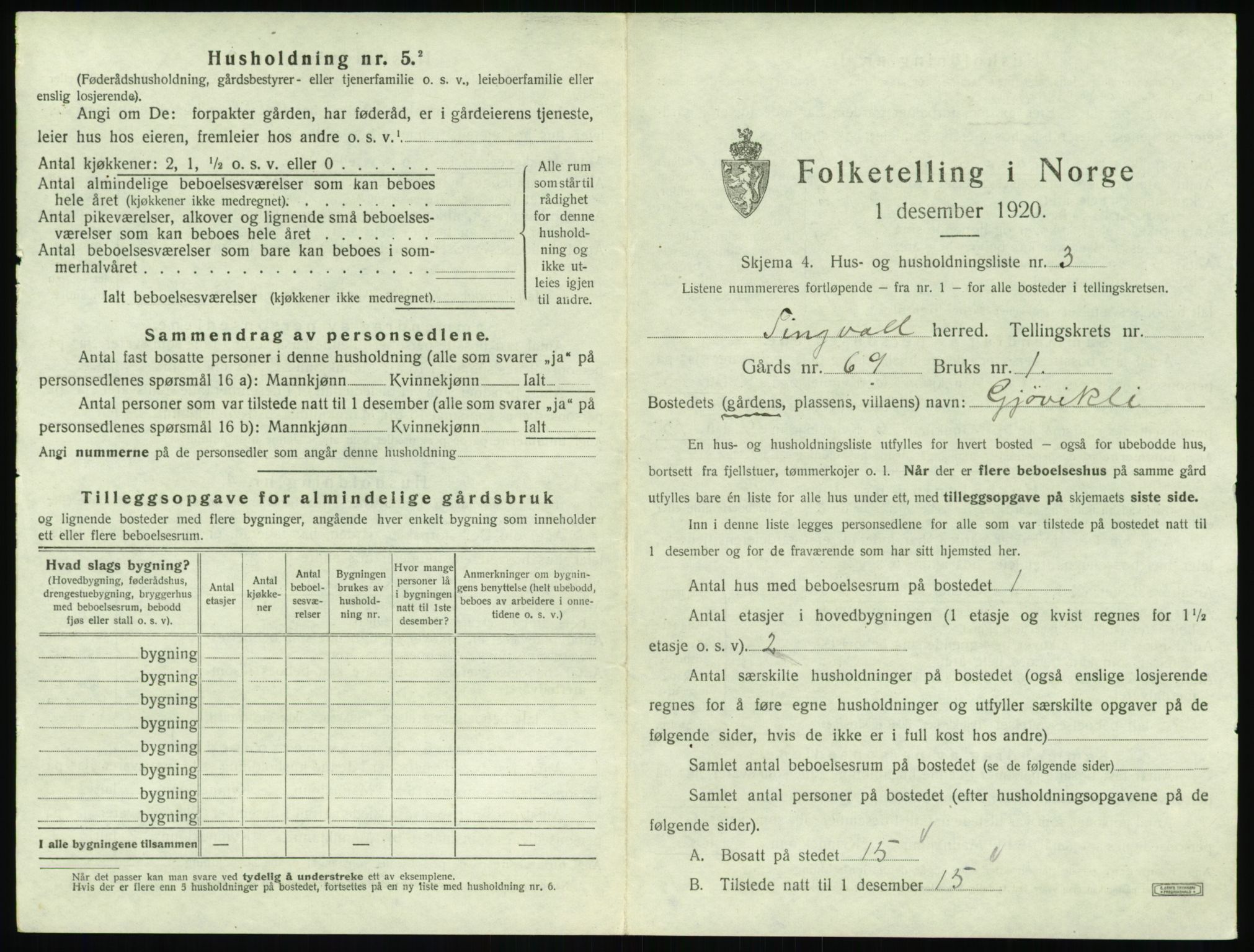 SAT, 1920 census for Tingvoll, 1920, p. 824