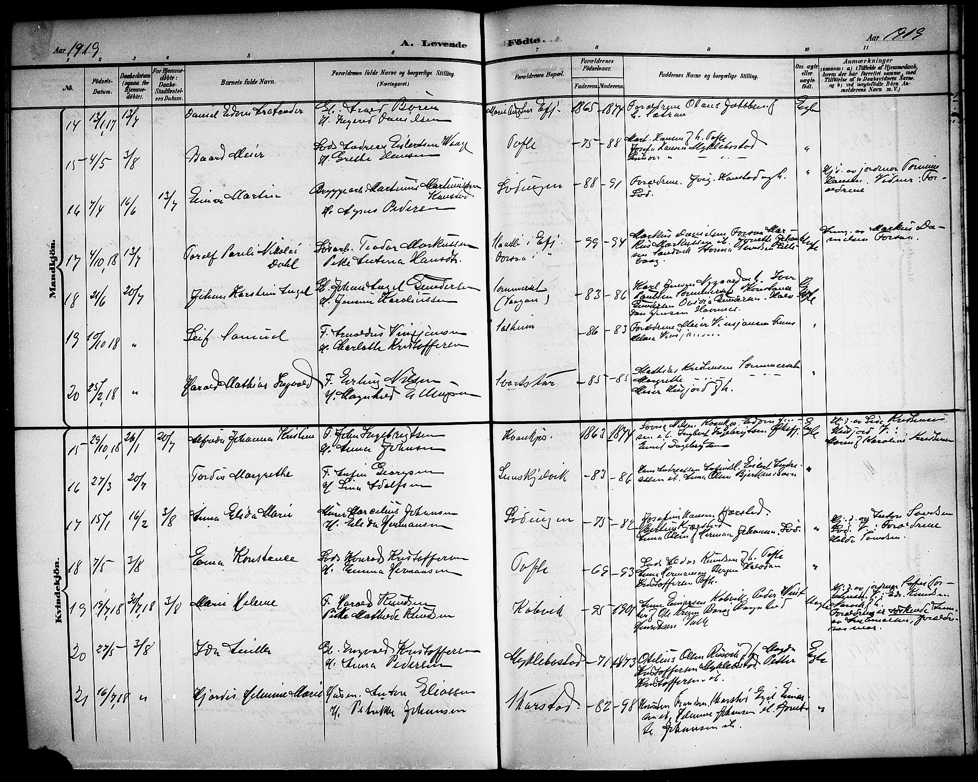 Ministerialprotokoller, klokkerbøker og fødselsregistre - Nordland, AV/SAT-A-1459/872/L1048: Parish register (copy) no. 872C04, 1898-1919