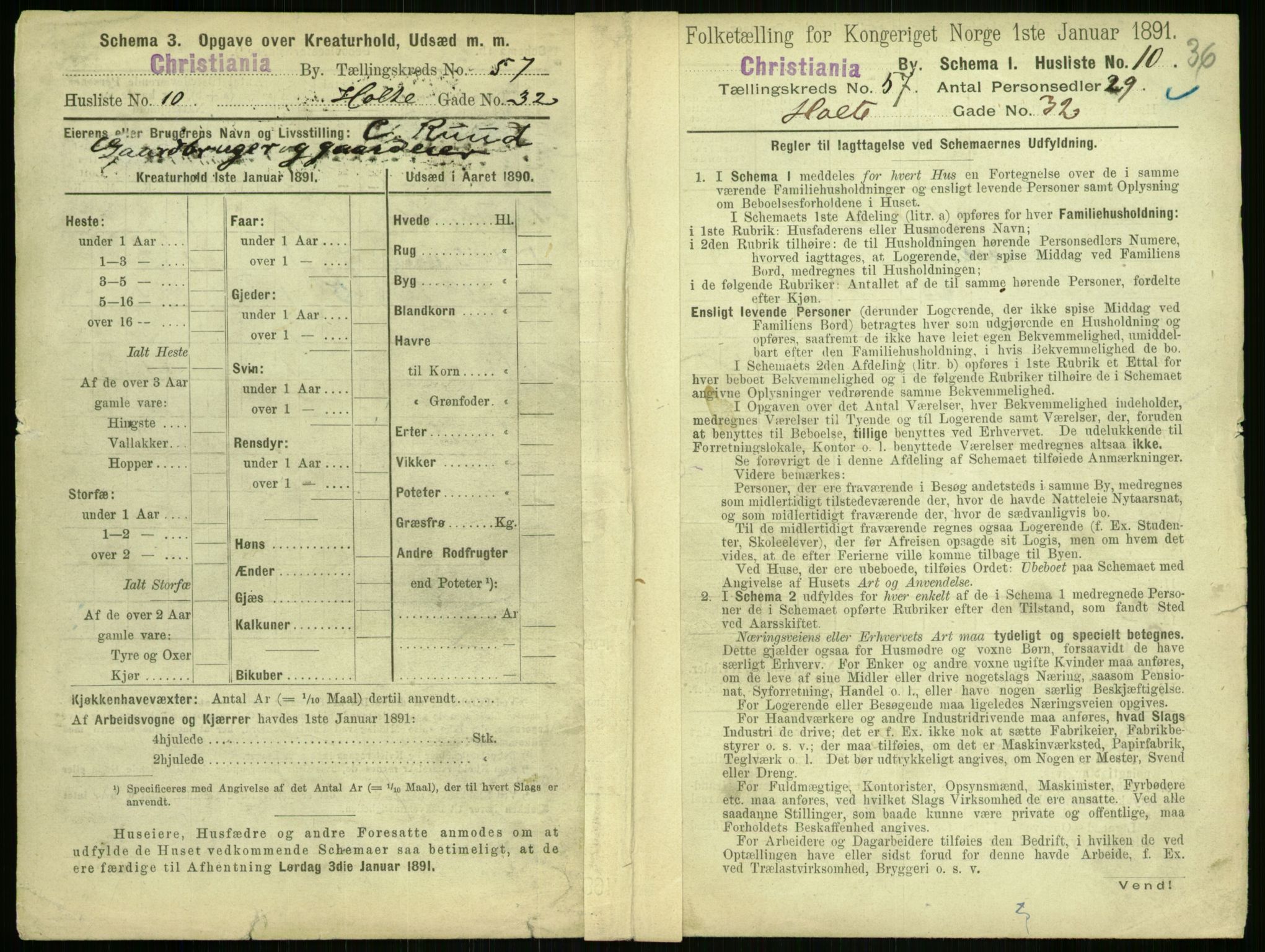 RA, 1891 census for 0301 Kristiania, 1891, p. 30436