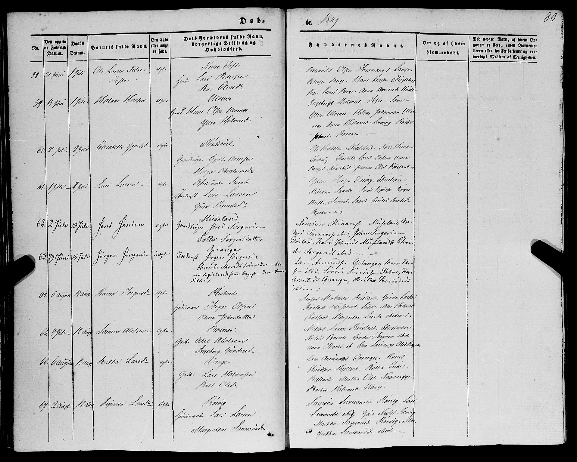 Kvinnherad sokneprestembete, SAB/A-76401/H/Haa: Parish register (official) no. A 7, 1843-1853, p. 80