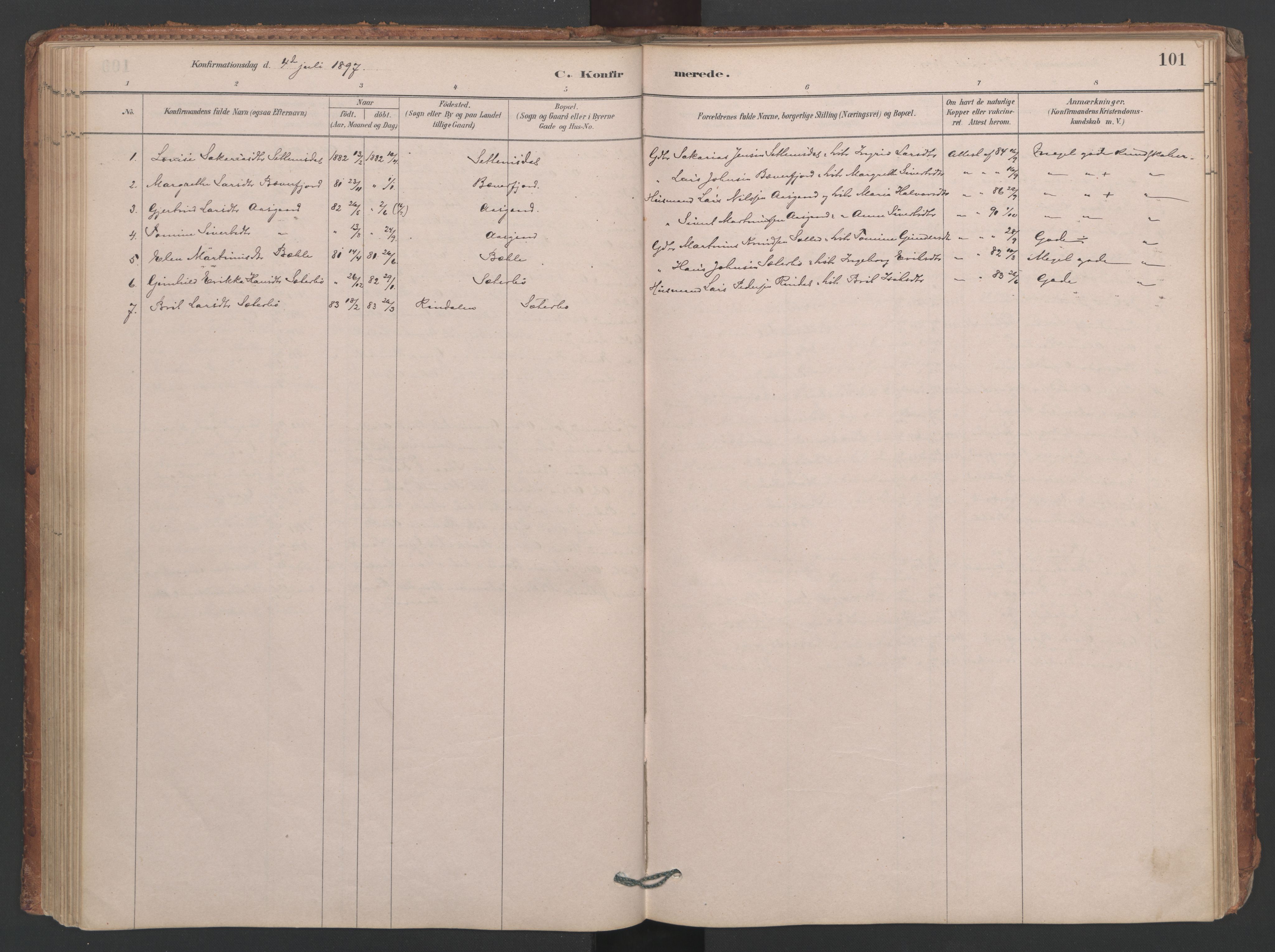 Ministerialprotokoller, klokkerbøker og fødselsregistre - Møre og Romsdal, AV/SAT-A-1454/594/L1036: Parish register (official) no. 594A02 (?), 1879-1910, p. 101