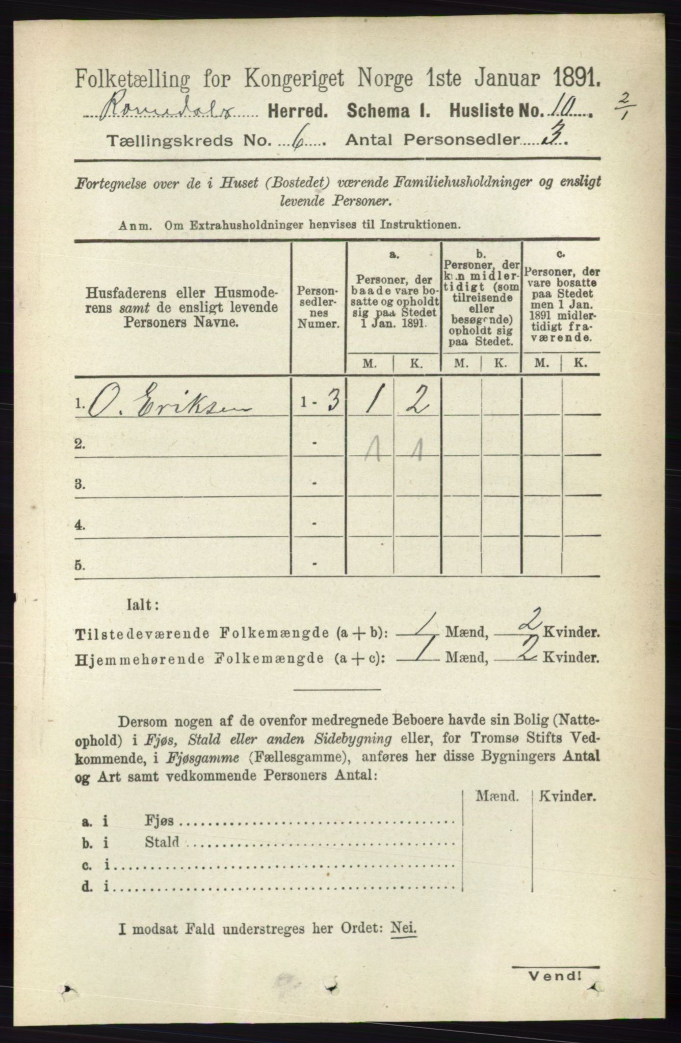 RA, 1891 census for 0416 Romedal, 1891, p. 2869