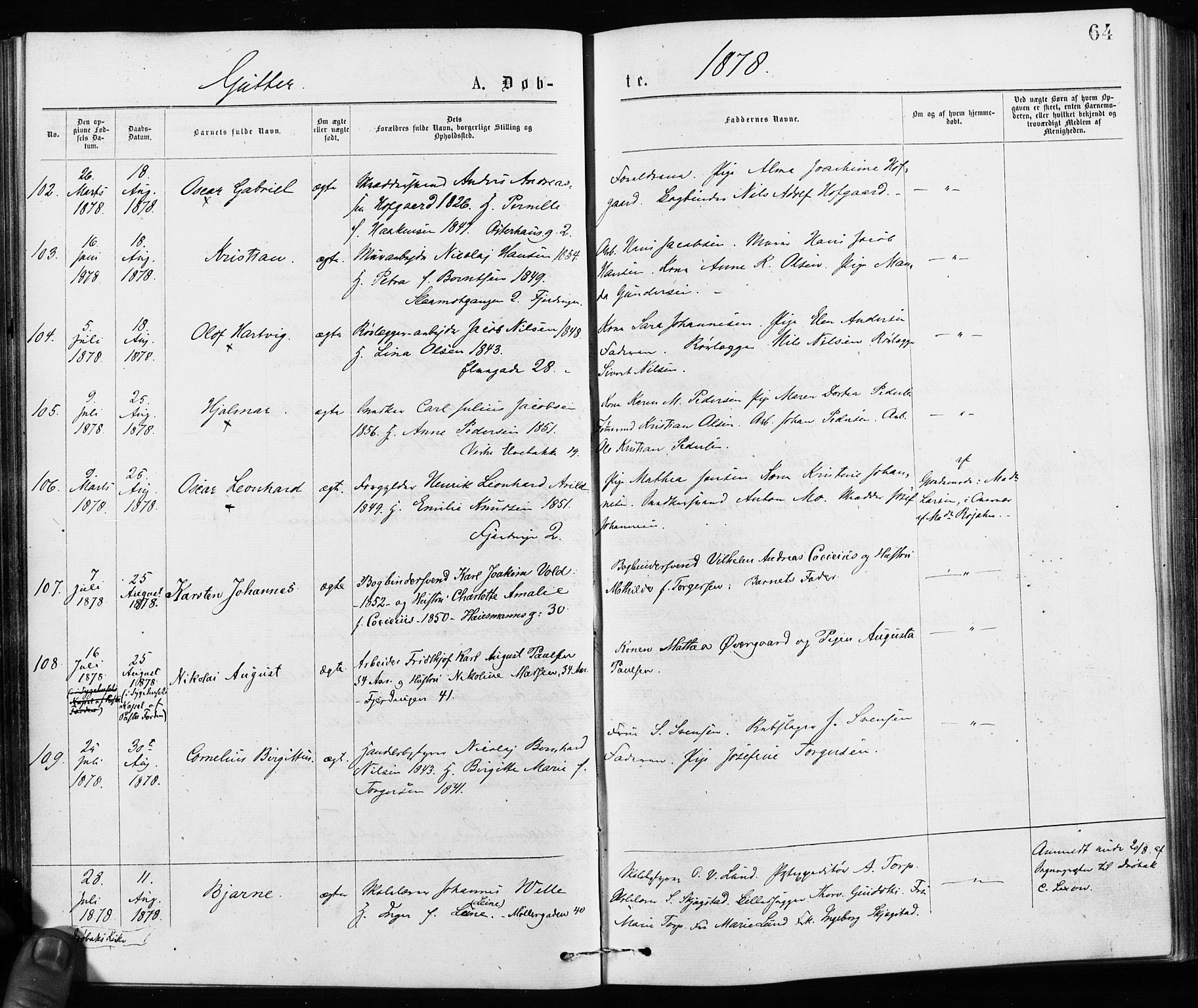 Jakob prestekontor Kirkebøker, SAO/A-10850/F/Fa/L0001: Parish register (official) no. 1, 1875-1924, p. 64