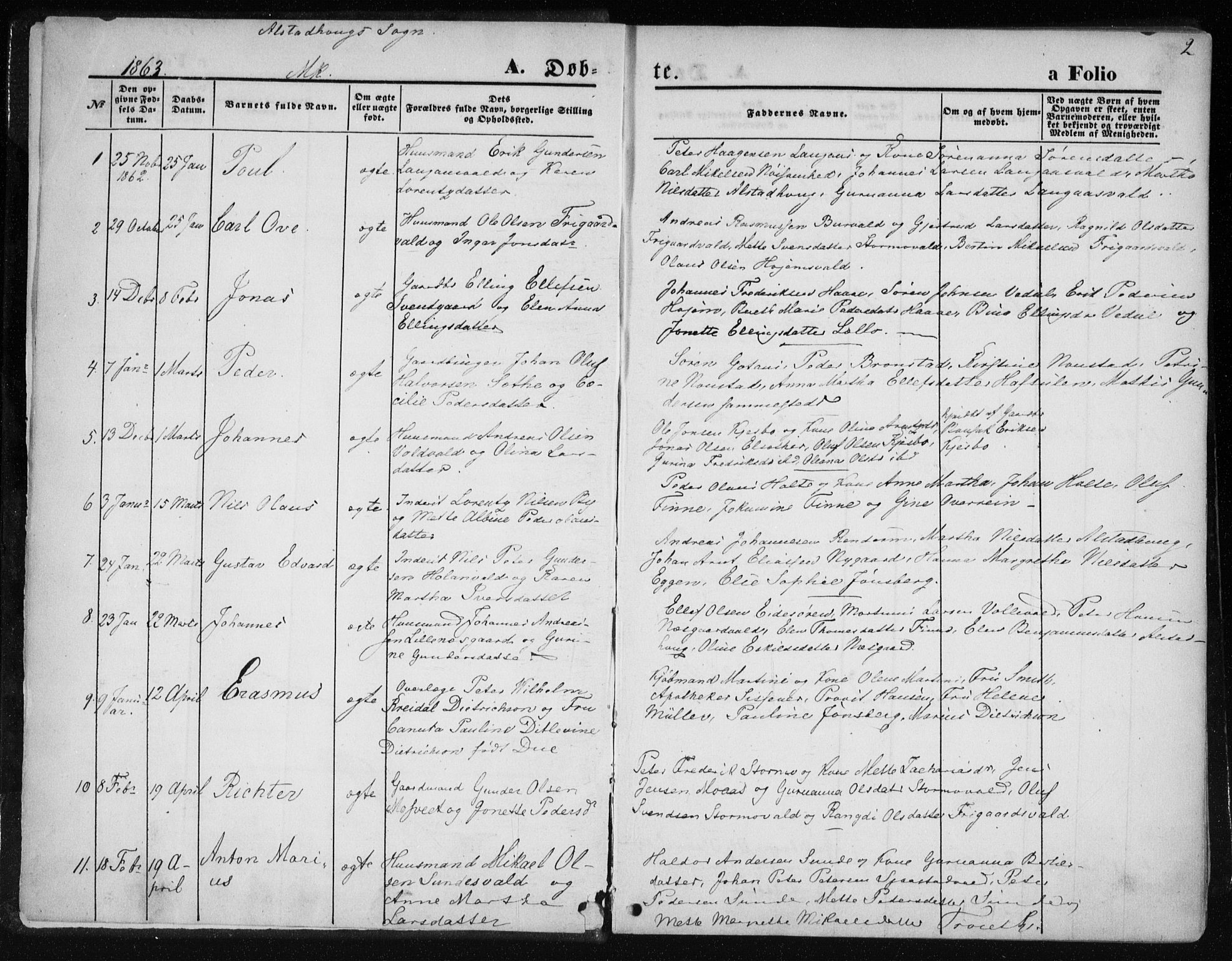 Ministerialprotokoller, klokkerbøker og fødselsregistre - Nord-Trøndelag, SAT/A-1458/717/L0157: Parish register (official) no. 717A08 /1, 1863-1877, p. 2