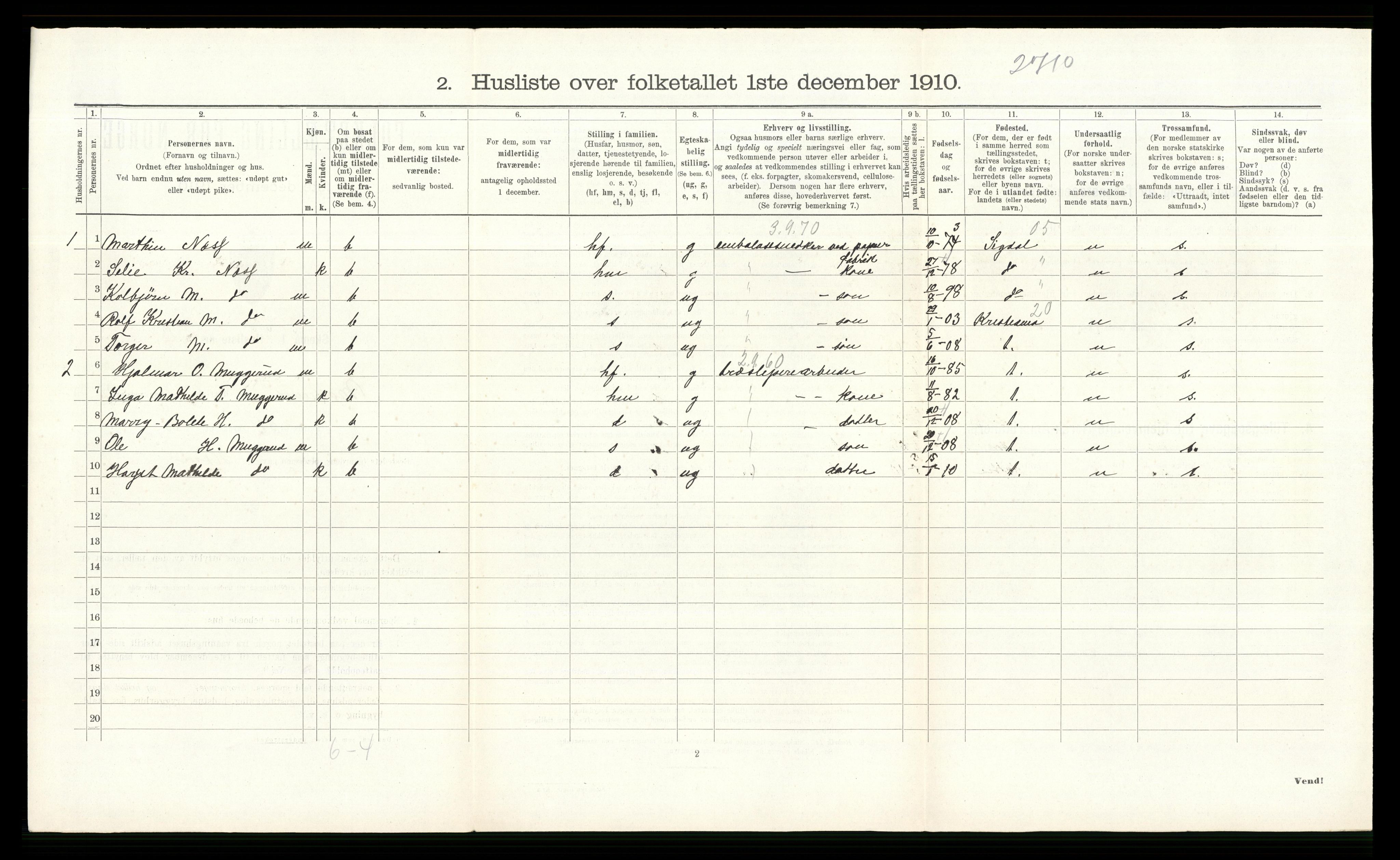 RA, 1910 census for Modum, 1910, p. 1157