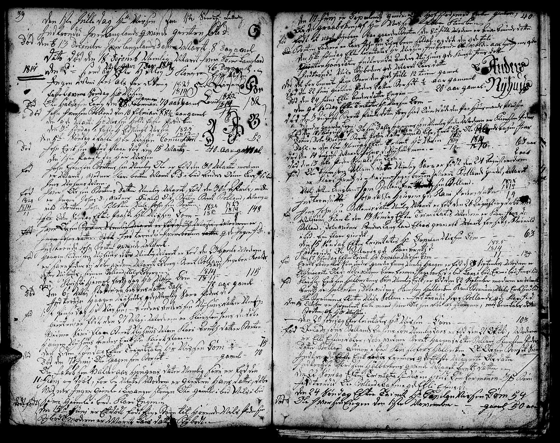 Ministerialprotokoller, klokkerbøker og fødselsregistre - Sør-Trøndelag, SAT/A-1456/693/L1120: Parish register (copy) no. 693C01, 1799-1816, p. 39-40