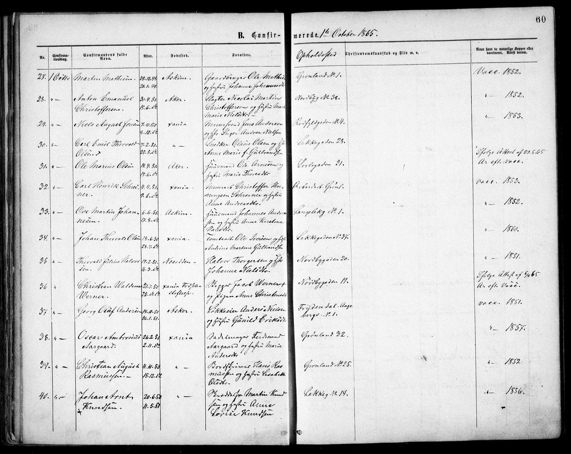 Grønland prestekontor Kirkebøker, AV/SAO-A-10848/F/Fa/L0003: Parish register (official) no. 3, 1862-1868, p. 60