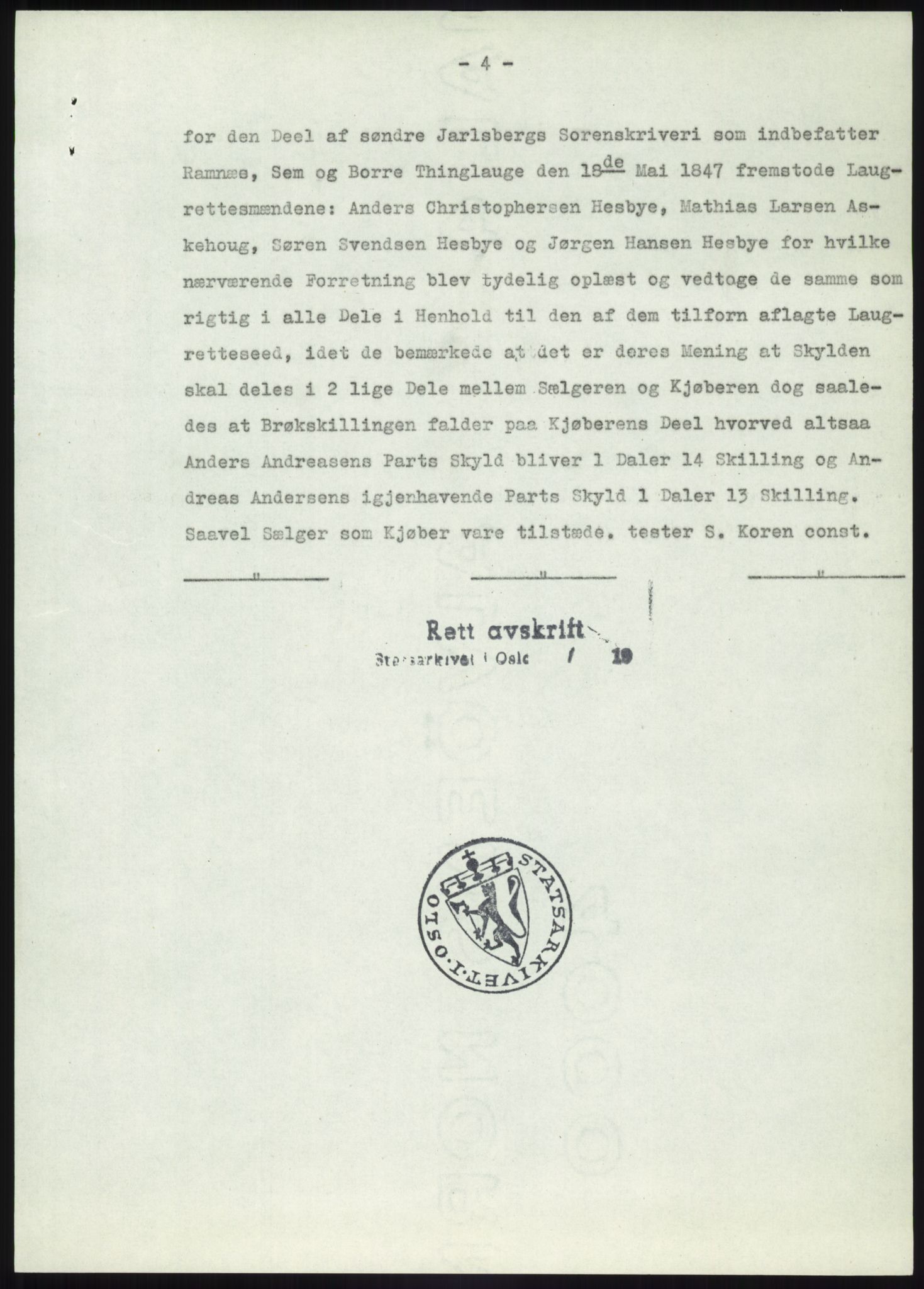 Statsarkivet i Kongsberg, AV/SAKO-A-0001/E/Ee/L0001: Avskrifter, SAO jnr. 744/1944, 933/1944, 340/1947 og 397/1954 - 959/1954, 1944-1954, p. 74