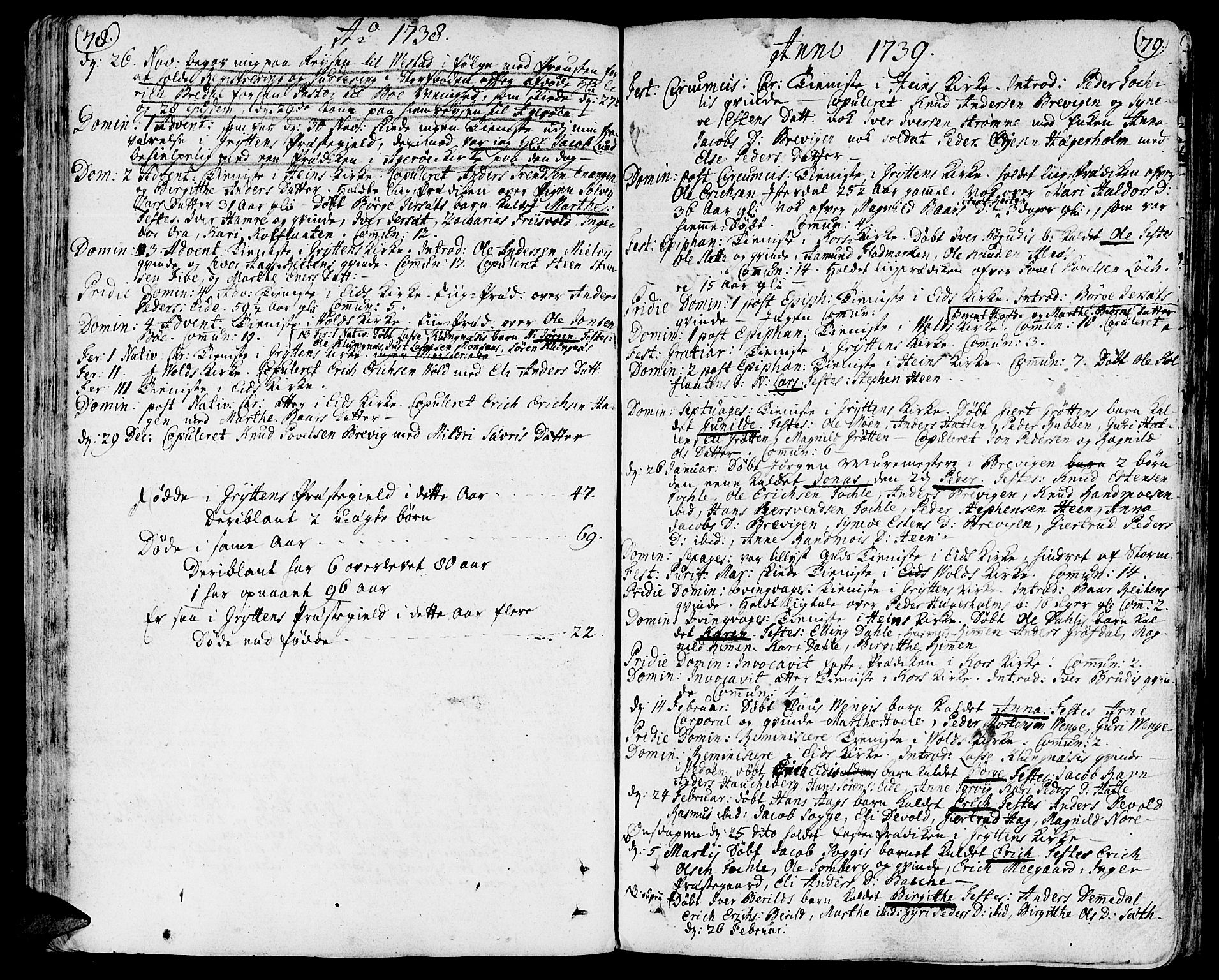 Ministerialprotokoller, klokkerbøker og fødselsregistre - Møre og Romsdal, SAT/A-1454/544/L0568: Parish register (official) no. 544A01, 1725-1763, p. 78-79