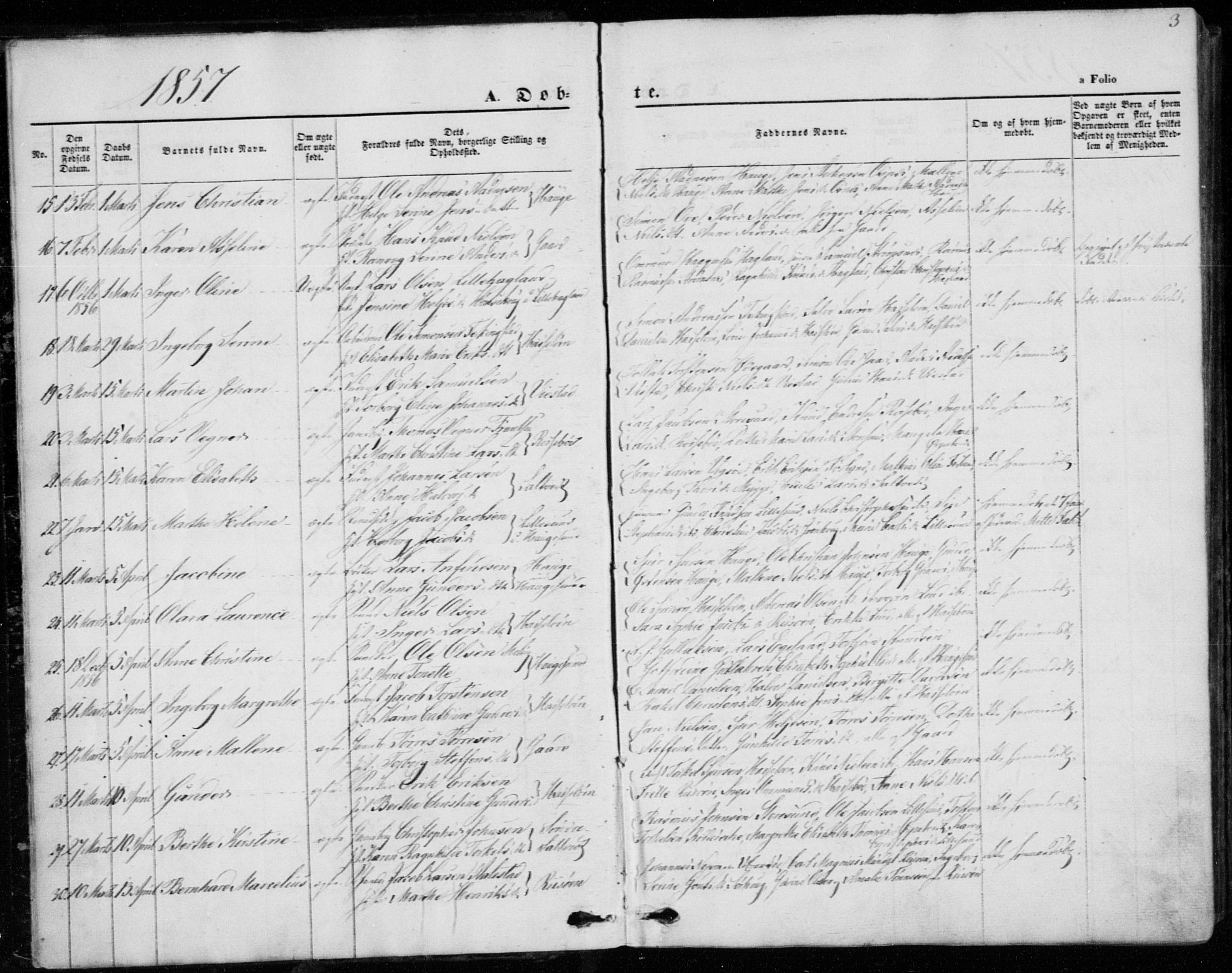 Torvastad sokneprestkontor, SAST/A -101857/H/Ha/Haa/L0011: Parish register (official) no. A 11, 1857-1866, p. 3