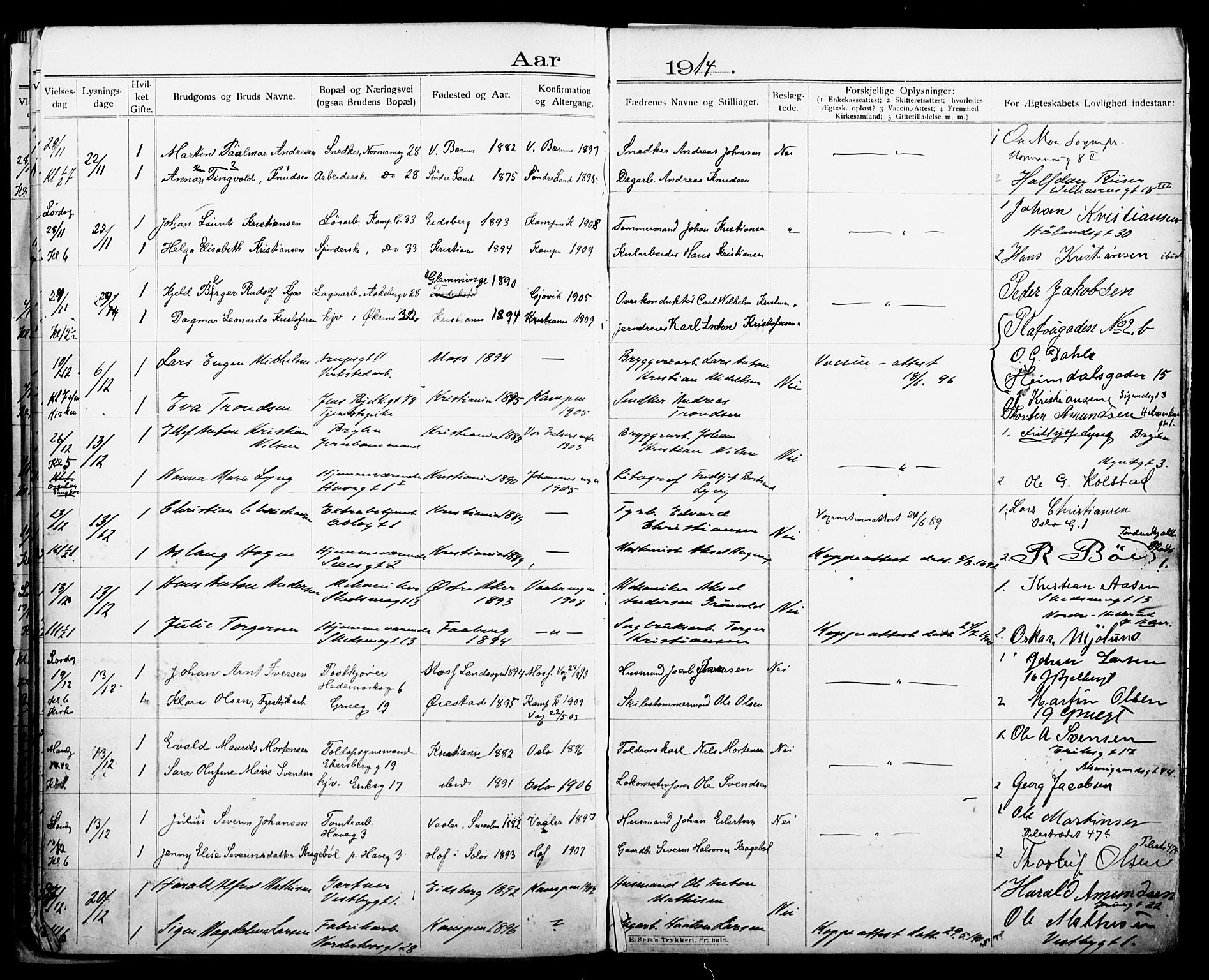 Kampen prestekontor Kirkebøker, AV/SAO-A-10853/H/Ha/L0003: Banns register no. 3, 1907-1917