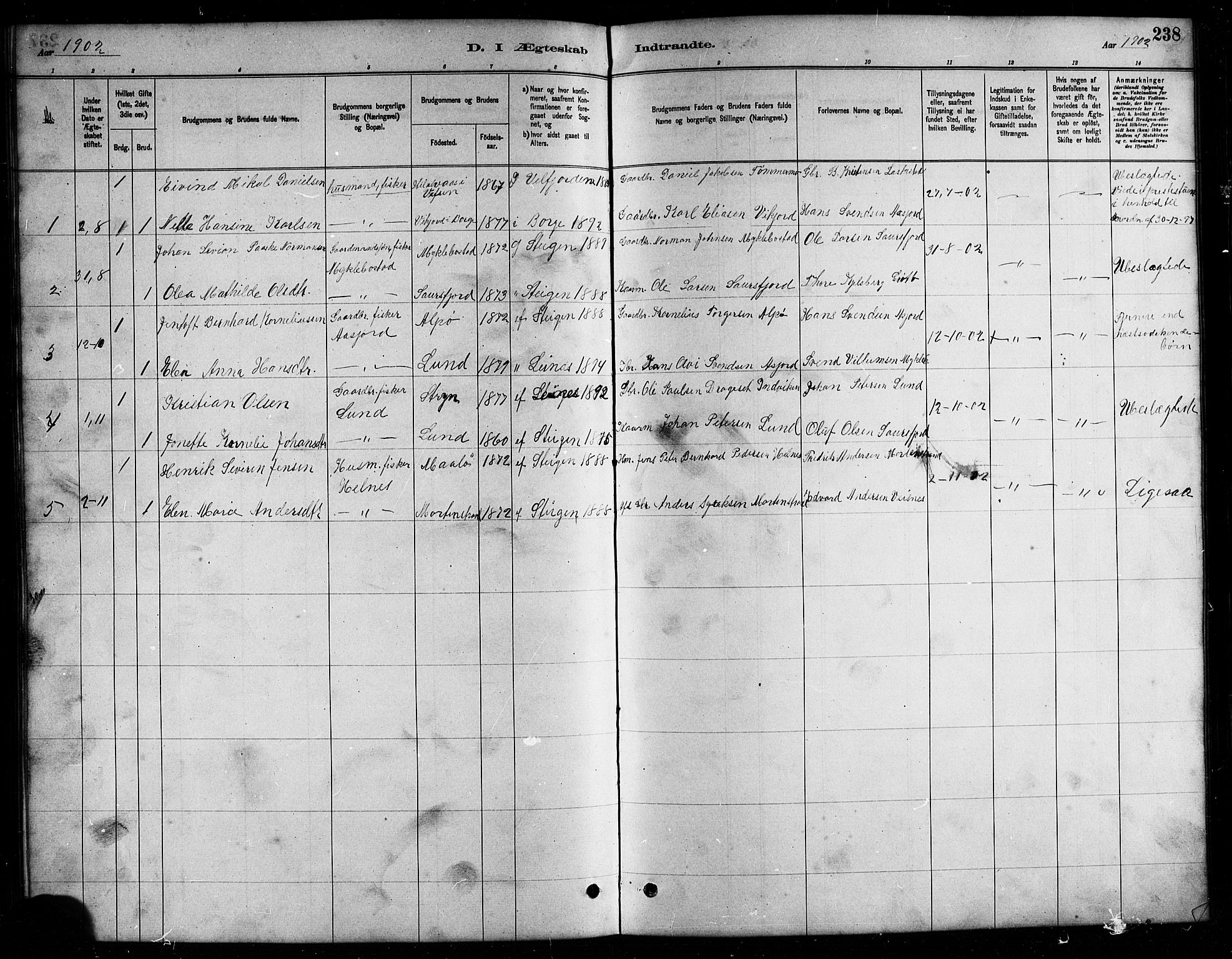 Ministerialprotokoller, klokkerbøker og fødselsregistre - Nordland, AV/SAT-A-1459/857/L0828: Parish register (copy) no. 857C03, 1879-1908, p. 238