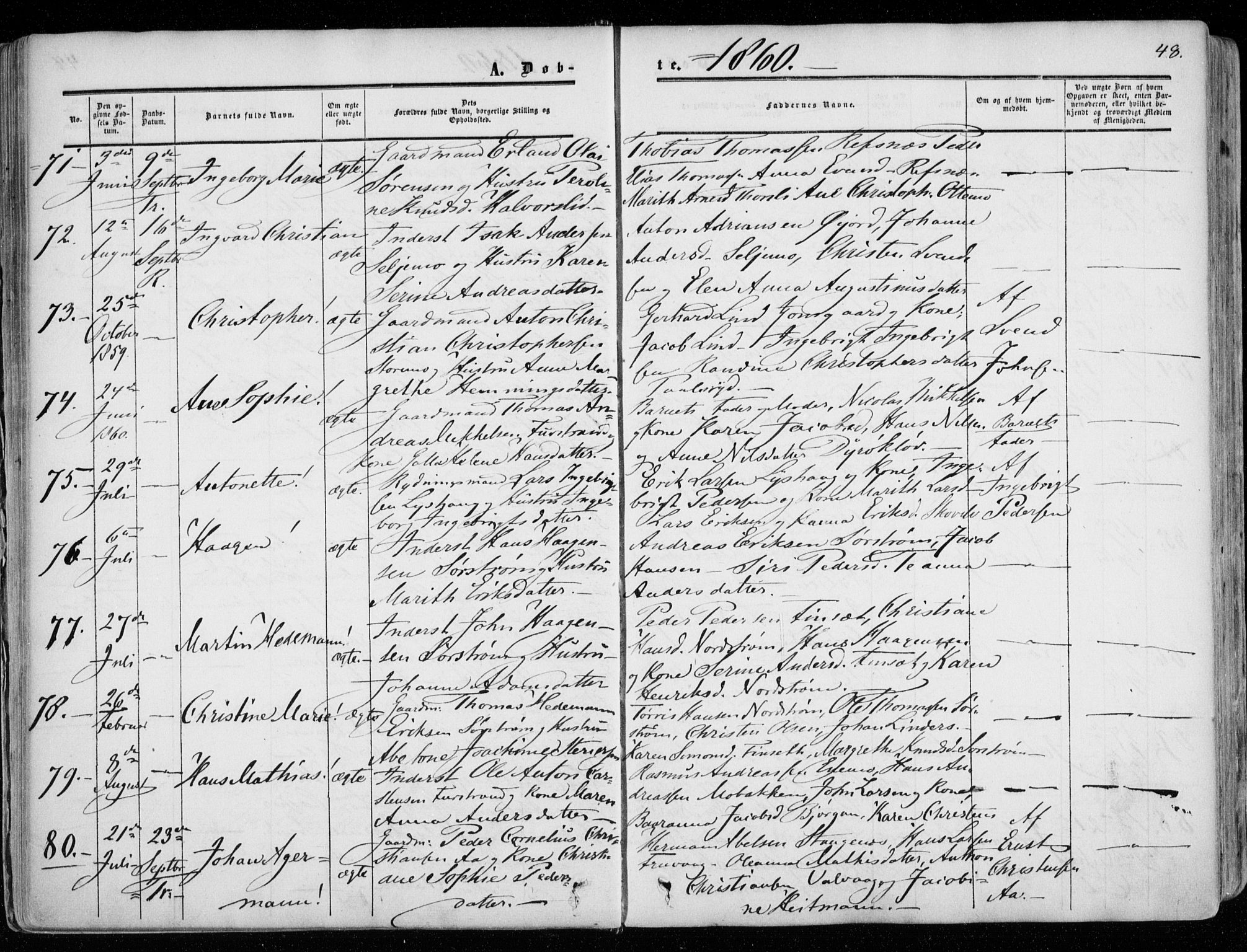 Tranøy sokneprestkontor, SATØ/S-1313/I/Ia/Iaa/L0007kirke: Parish register (official) no. 7, 1856-1866, p. 48