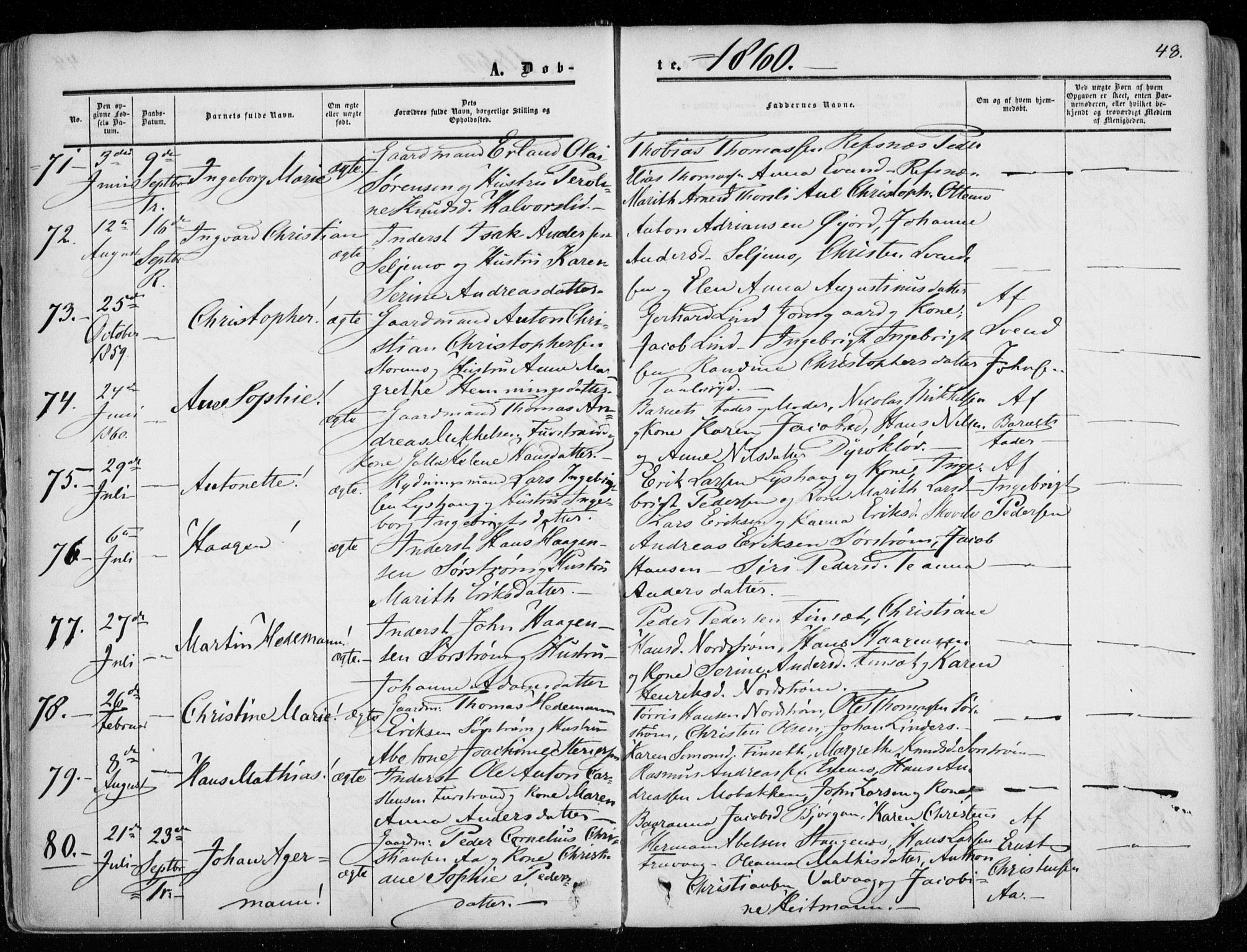 Tranøy sokneprestkontor, AV/SATØ-S-1313/I/Ia/Iaa/L0007kirke: Parish register (official) no. 7, 1856-1866, p. 48