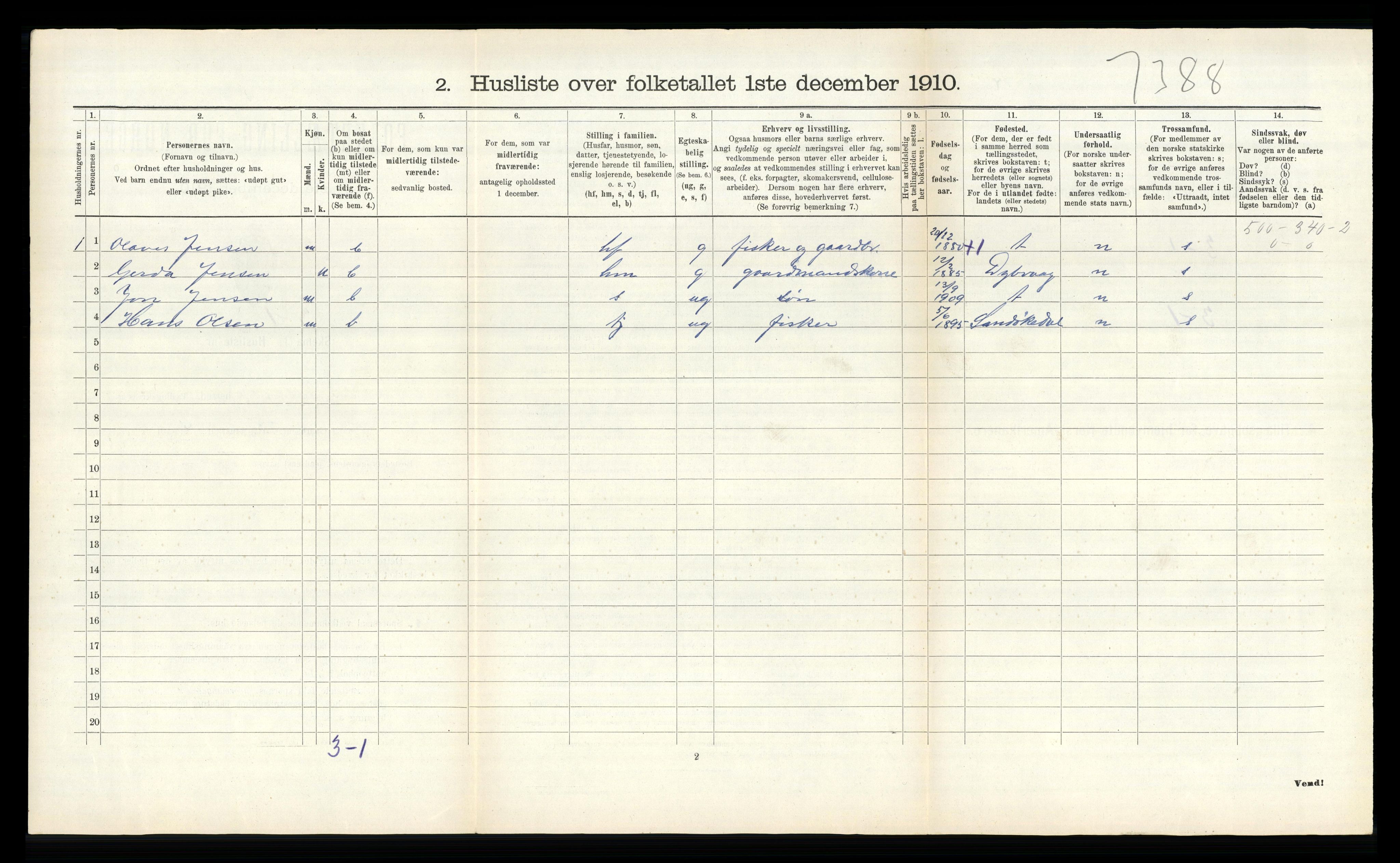 RA, 1910 census for Søndeled, 1910, p. 661