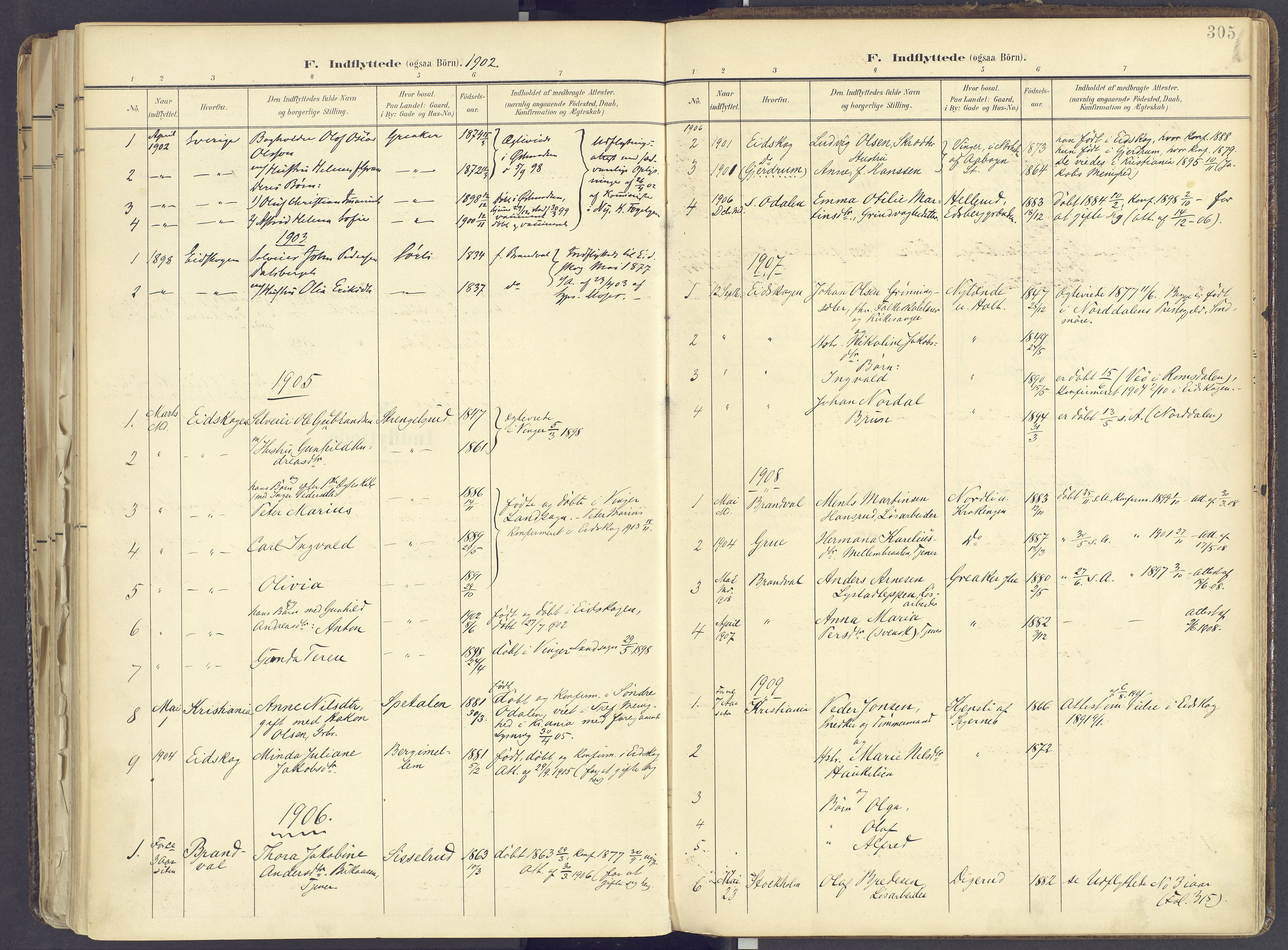 Vinger prestekontor, AV/SAH-PREST-024/H/Ha/Haa/L0017: Parish register (official) no. 17, 1901-1927, p. 305