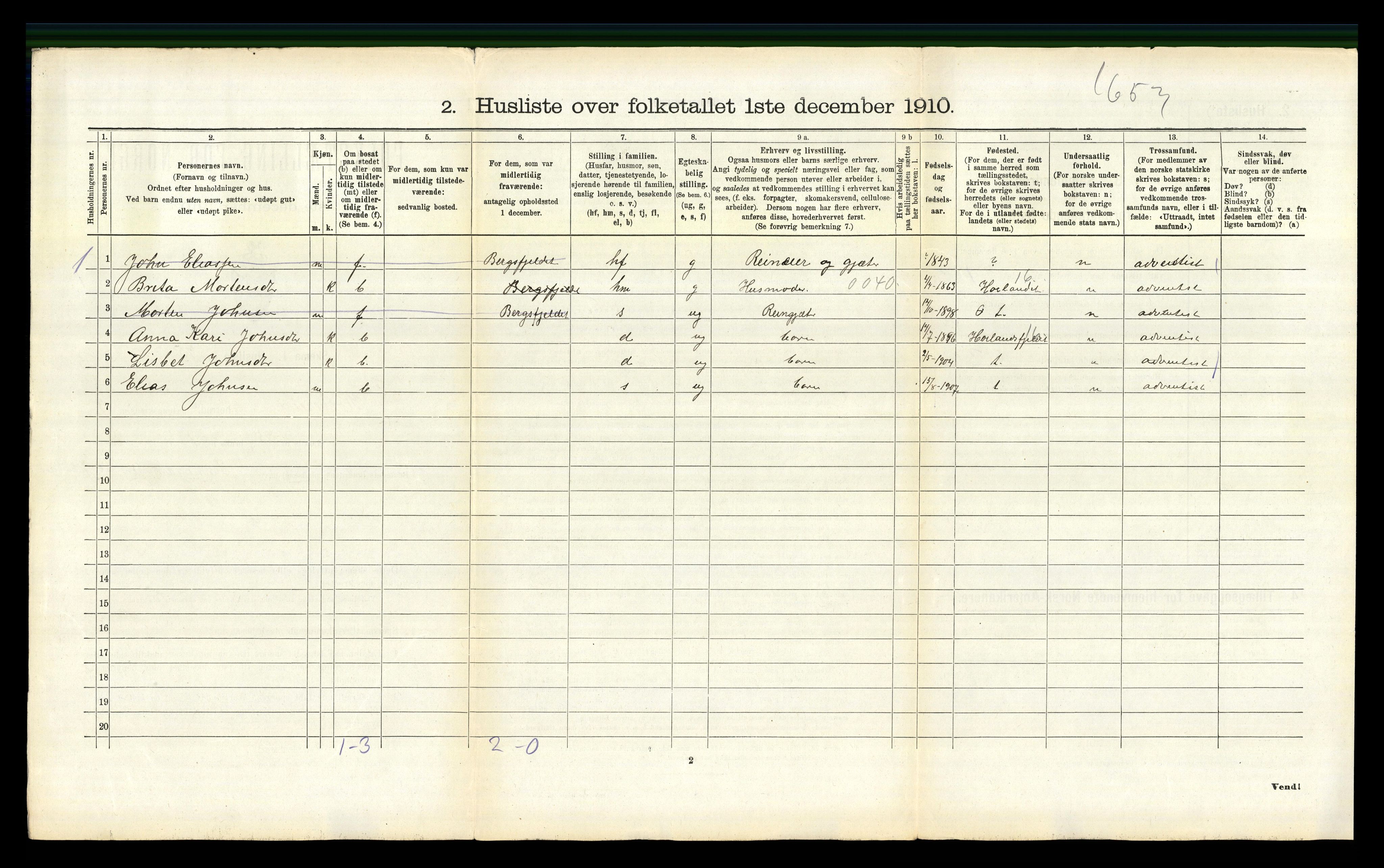 RA, 1910 census for Kolvereid, 1910, p. 553