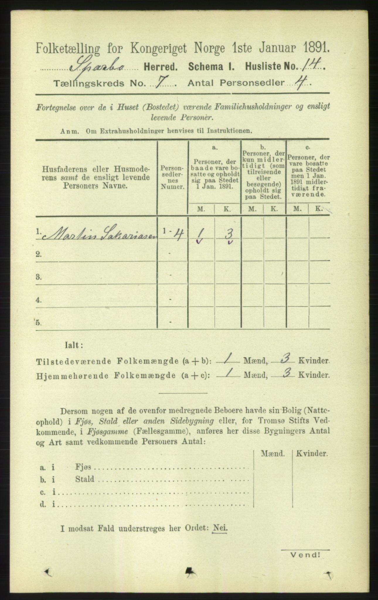 RA, 1891 census for 1731 Sparbu, 1891, p. 2349