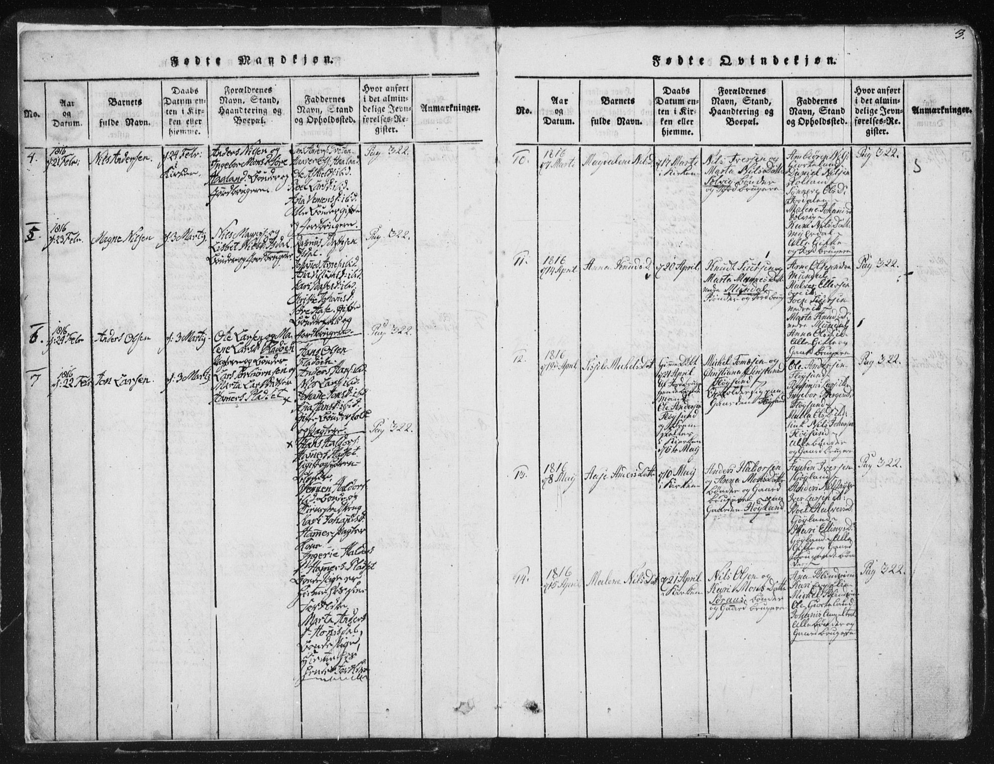 Hamre sokneprestembete, AV/SAB-A-75501/H/Ha/Haa/Haaa/L0010: Parish register (official) no. A 10, 1816-1826, p. 3