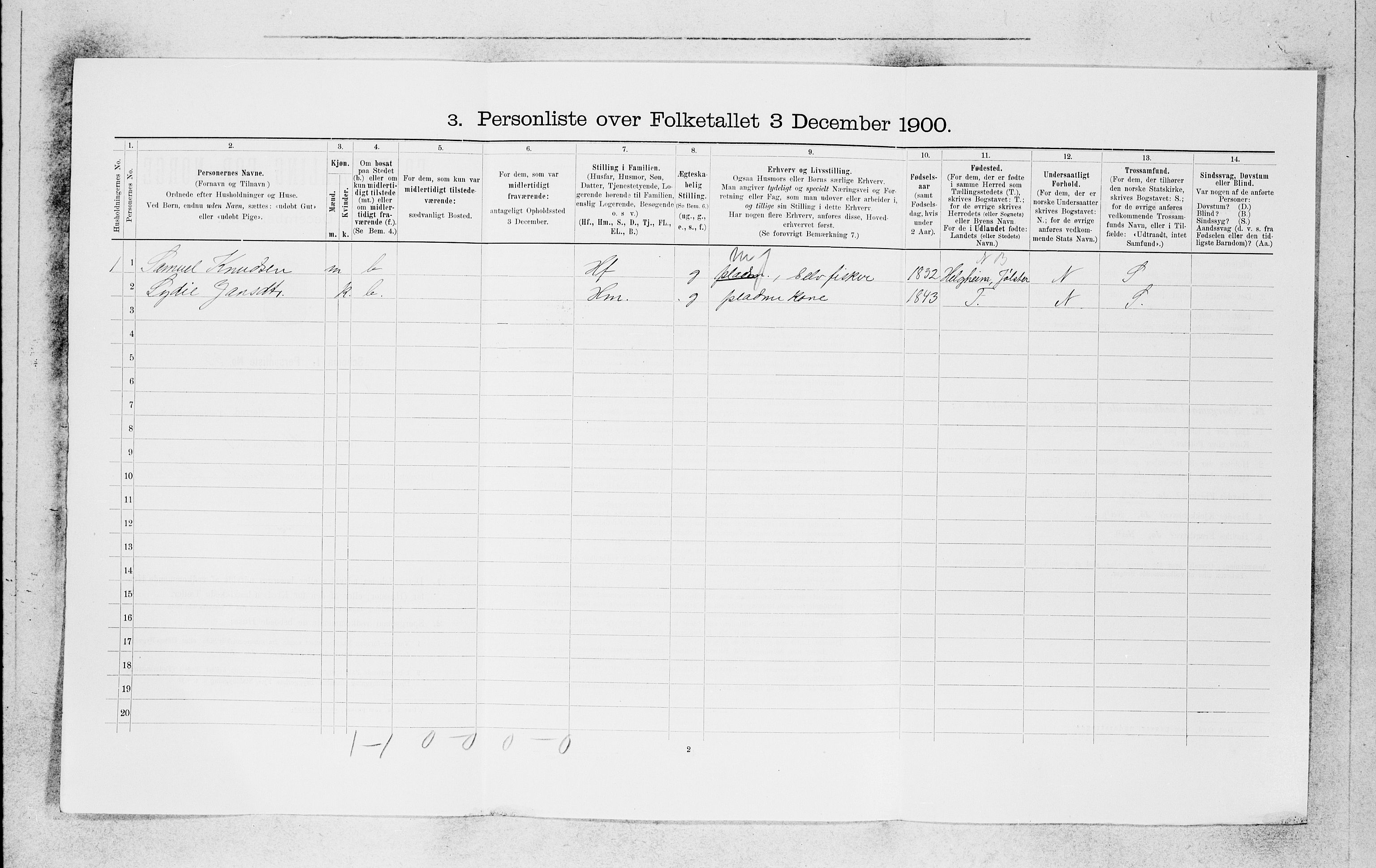 SAB, 1900 census for Kinn, 1900, p. 626