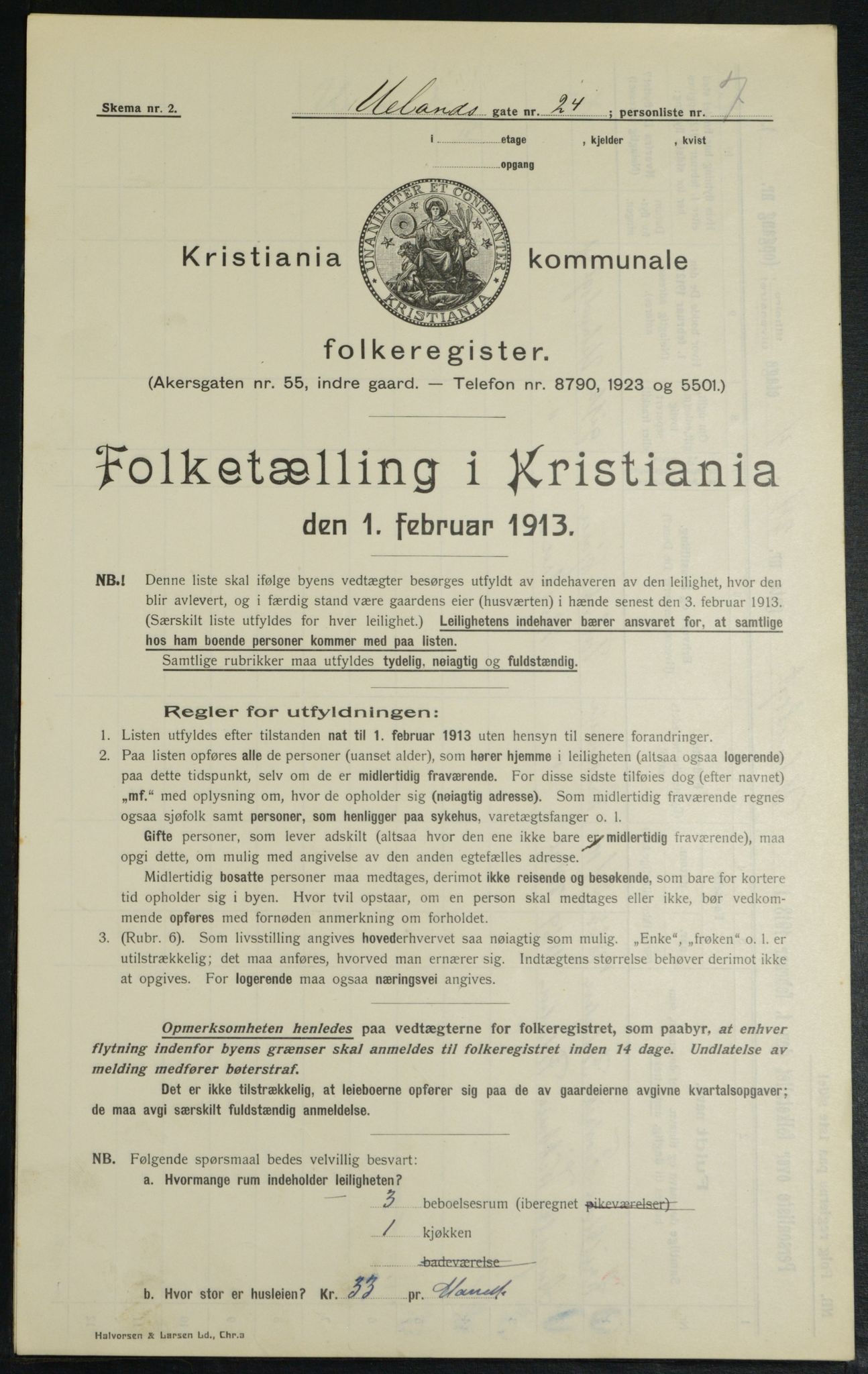 OBA, Municipal Census 1913 for Kristiania, 1913, p. 118654