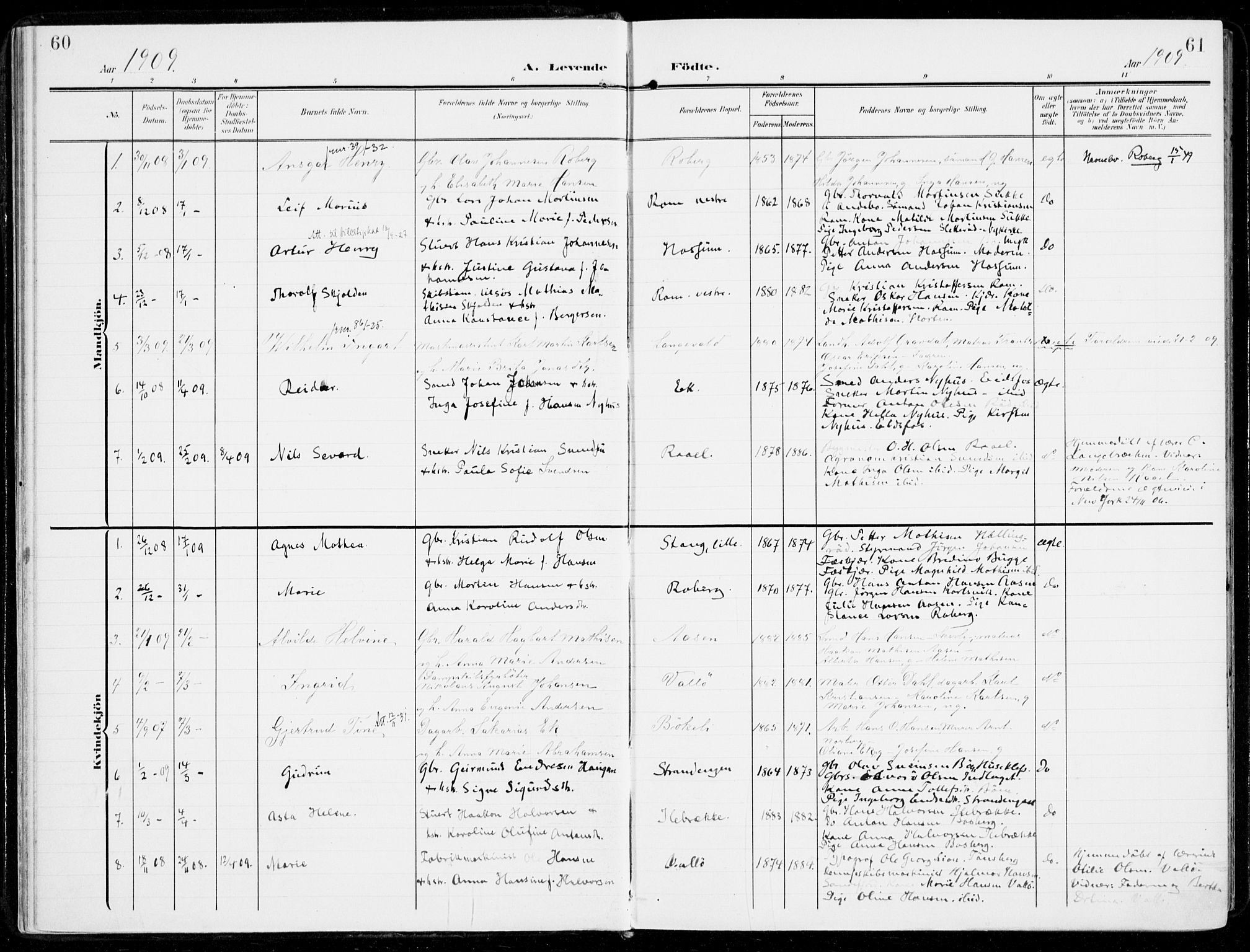 Sem kirkebøker, SAKO/A-5/F/Fb/L0006: Parish register (official) no. II 6, 1905-1918, p. 60-61