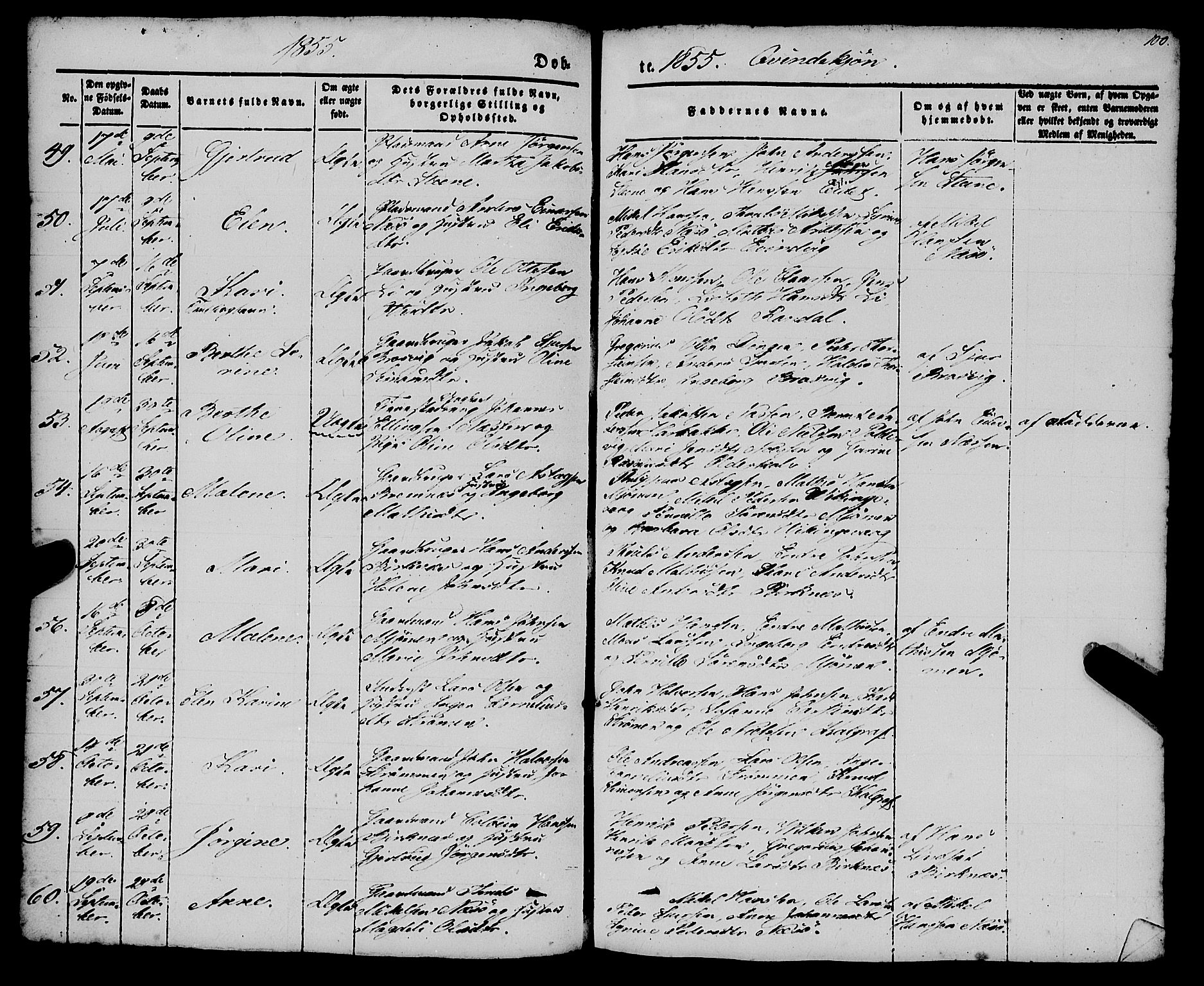 Gulen sokneprestembete, AV/SAB-A-80201/H/Haa/Haaa/L0021: Parish register (official) no. A 21, 1848-1858, p. 100