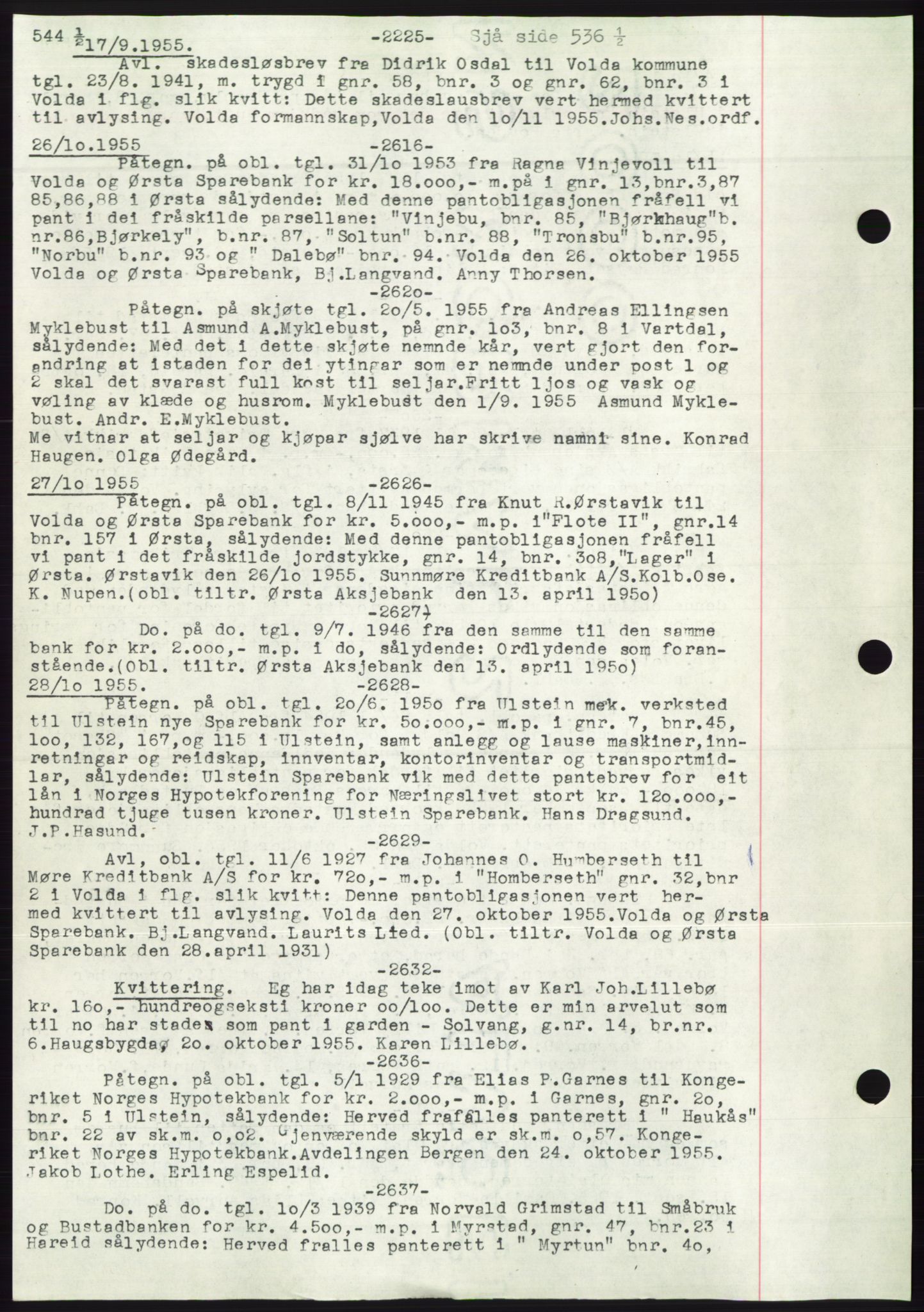 Søre Sunnmøre sorenskriveri, AV/SAT-A-4122/1/2/2C/L0072: Mortgage book no. 66, 1941-1955, Diary no: : 2225/1955