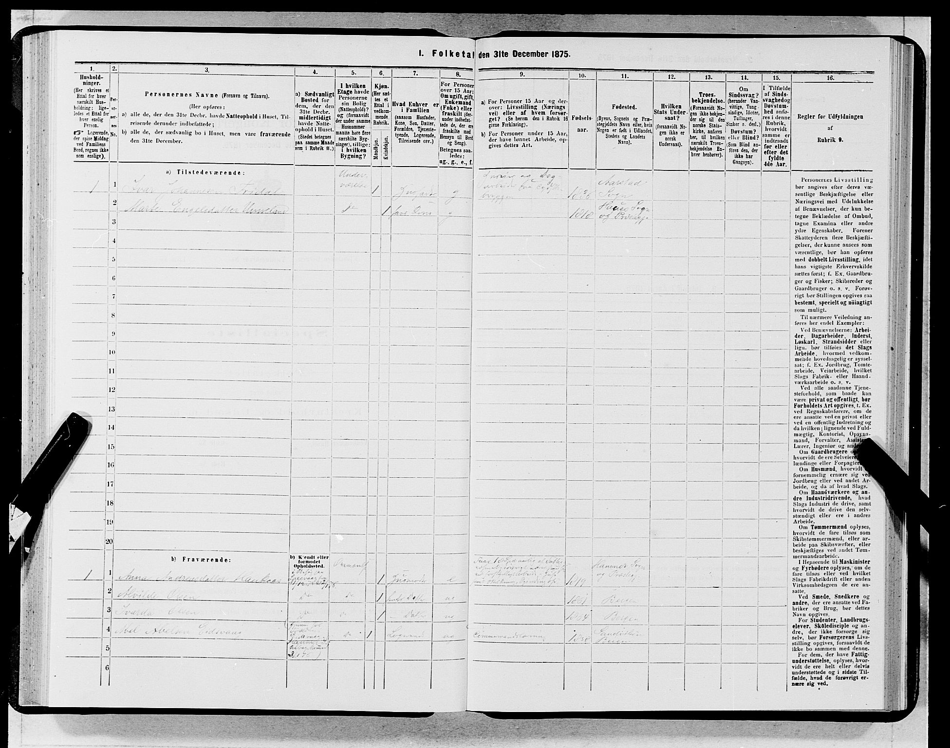 SAB, 1875 census for 1301 Bergen, 1875, p. 4718