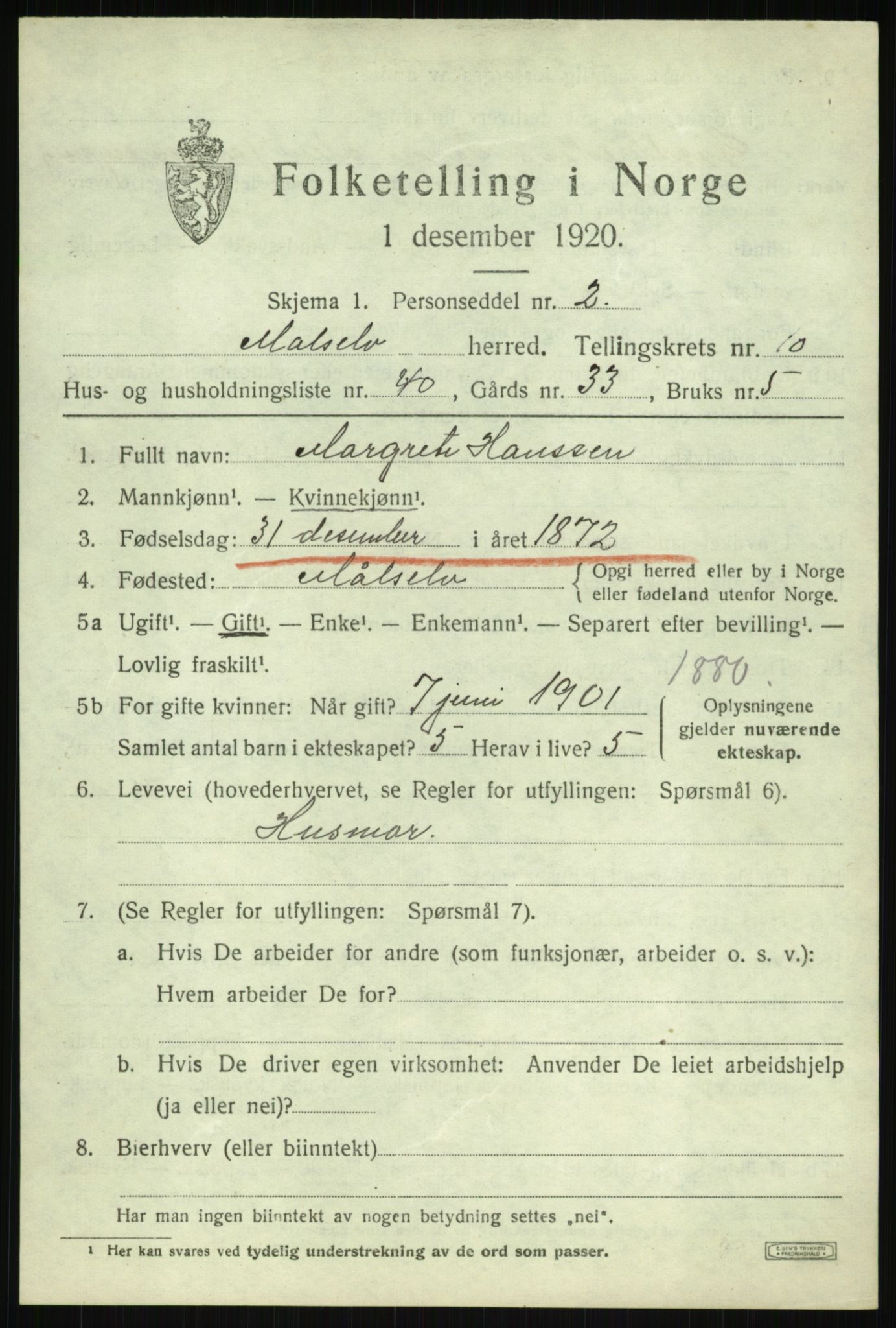 SATØ, 1920 census for Målselv, 1920, p. 6027