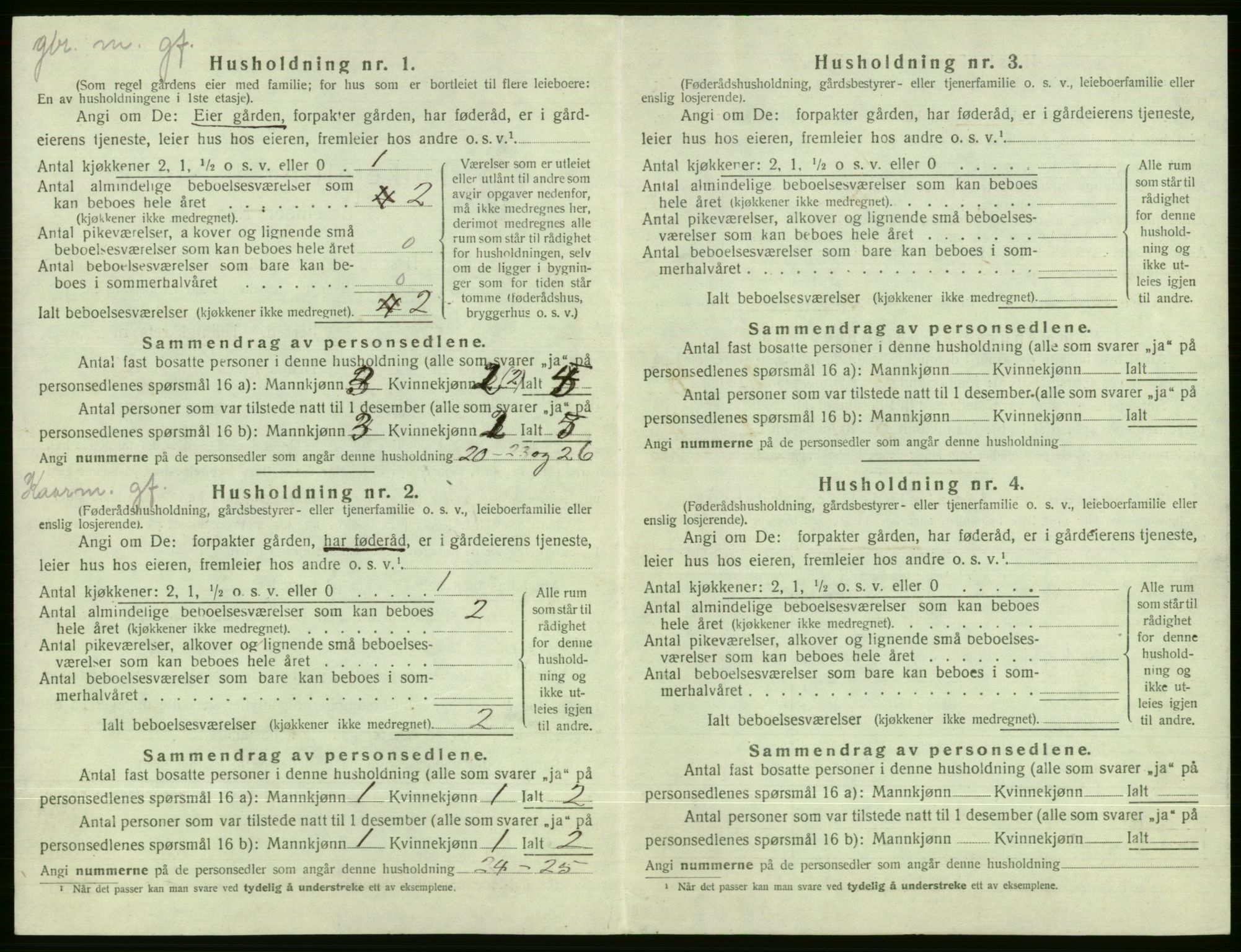 SAB, 1920 census for Evanger, 1920, p. 238