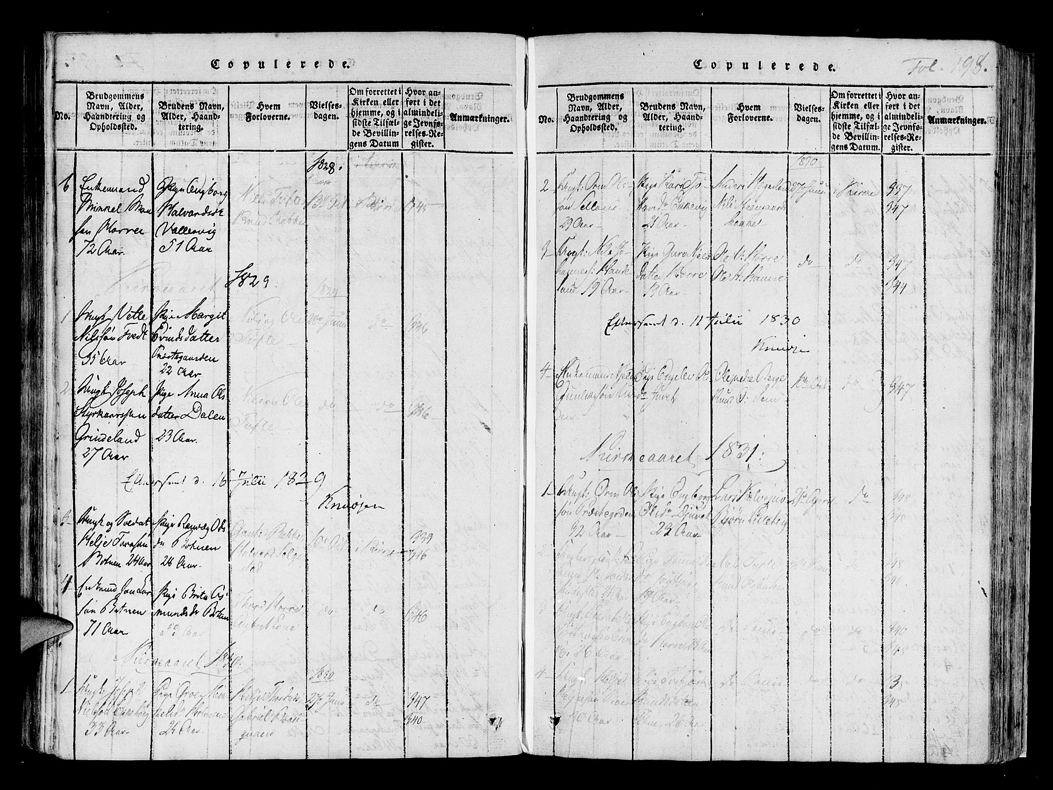 Røldal sokneprestembete, SAB/A-100247: Parish register (official) no. A 2, 1817-1856, p. 198