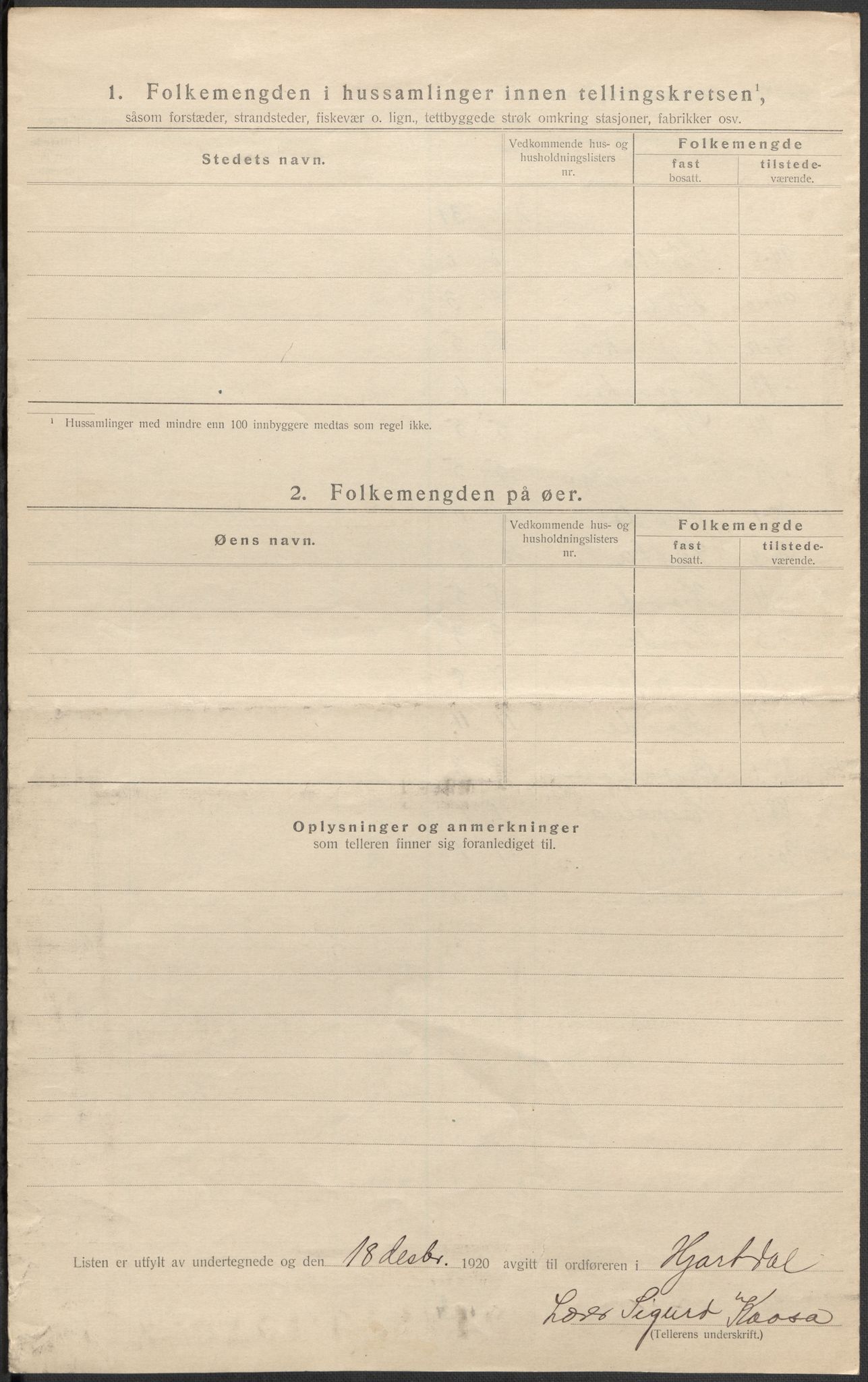 SAKO, 1920 census for Hjartdal, 1920, p. 22