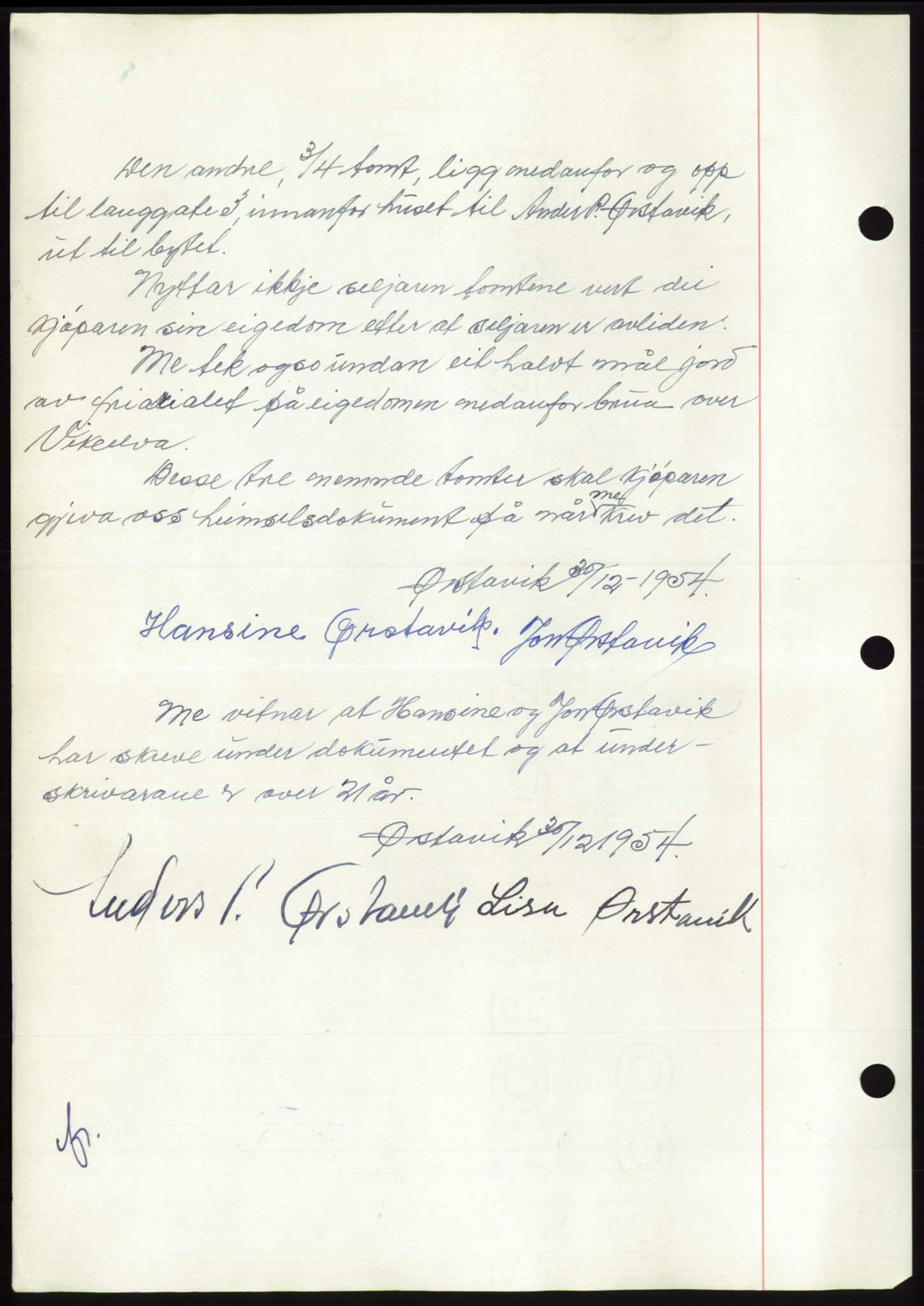 Søre Sunnmøre sorenskriveri, AV/SAT-A-4122/1/2/2C/L0100: Mortgage book no. 26A, 1954-1955, Diary no: : 3470/1954