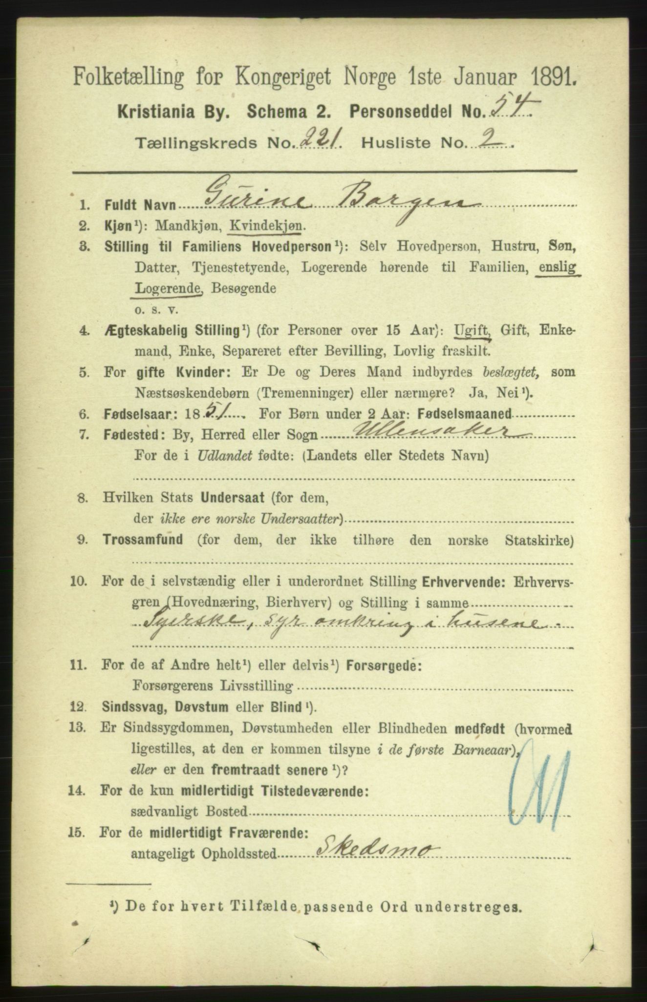 RA, 1891 census for 0301 Kristiania, 1891, p. 131988