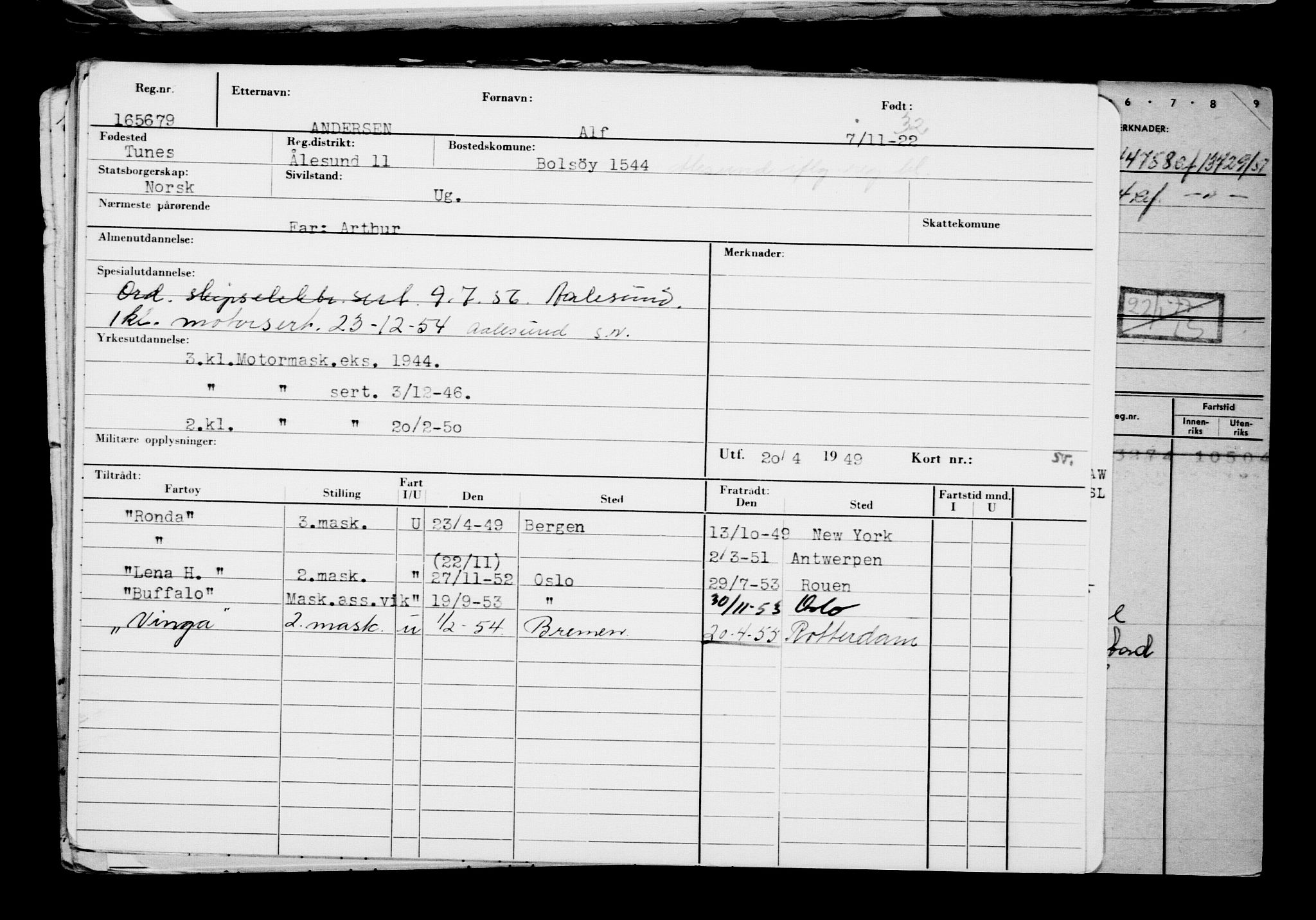 Direktoratet for sjømenn, AV/RA-S-3545/G/Gb/L0212: Hovedkort, 1922, p. 126