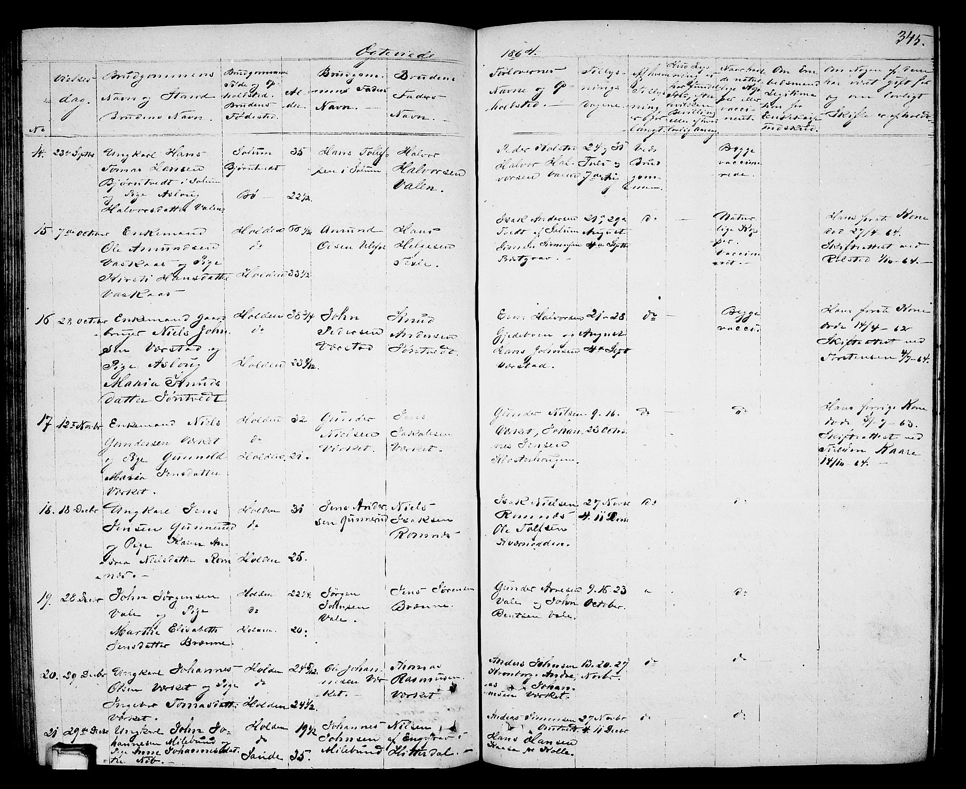 Holla kirkebøker, AV/SAKO-A-272/G/Ga/L0003: Parish register (copy) no. I 3, 1849-1866, p. 345