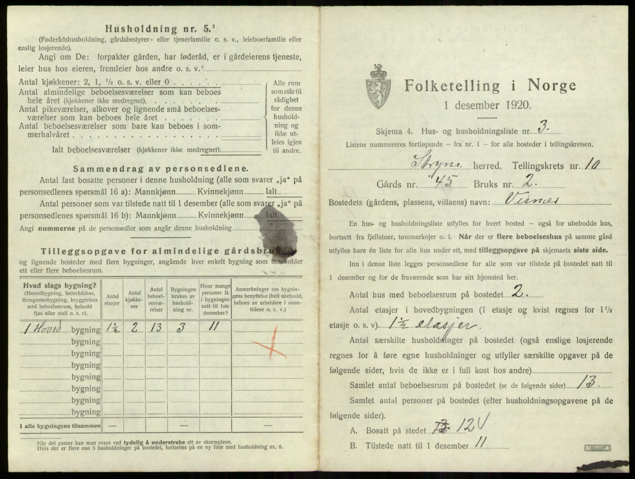 SAB, 1920 census for Stryn, 1920, p. 668