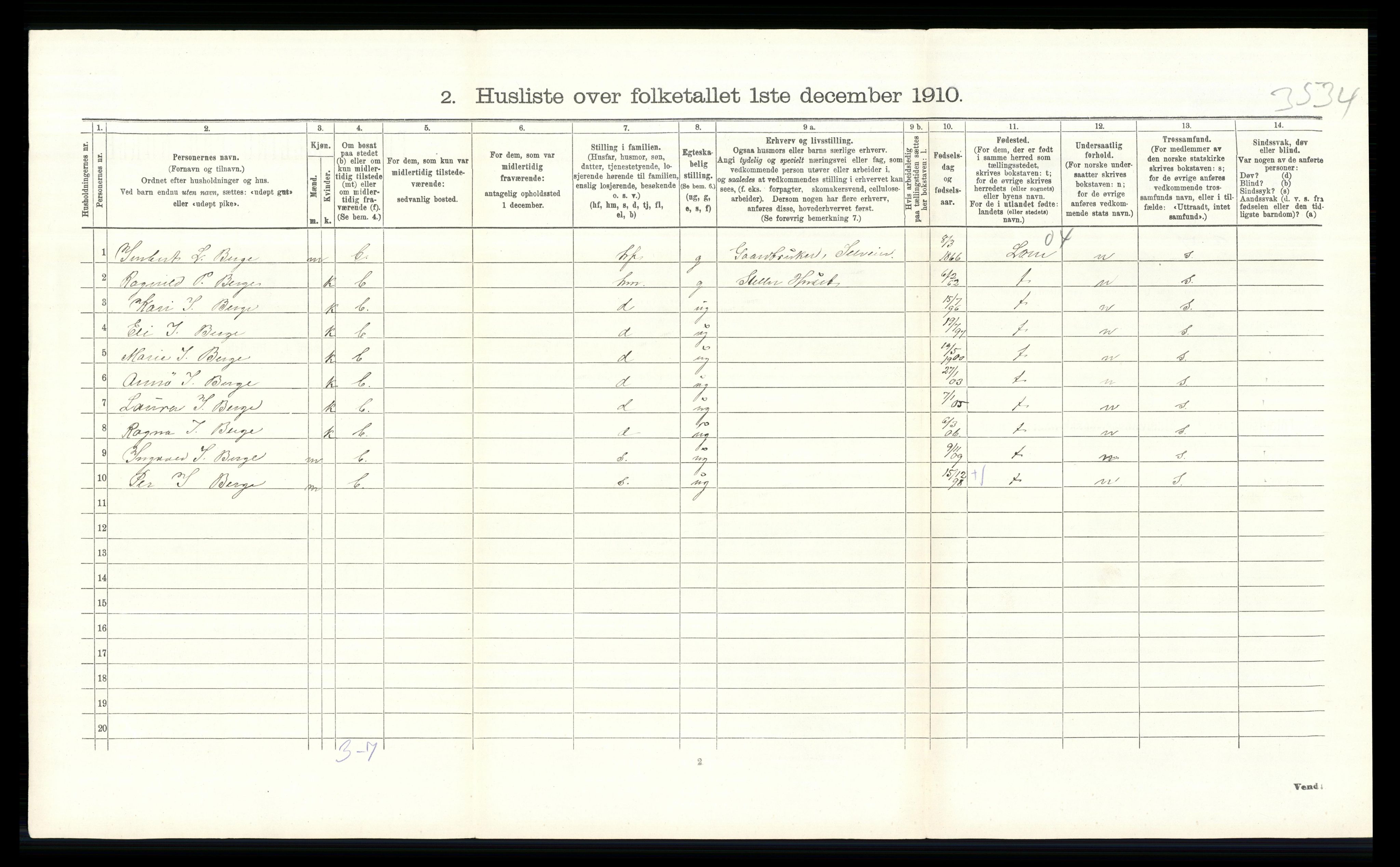 RA, 1910 census for Vågå, 1910, p. 866