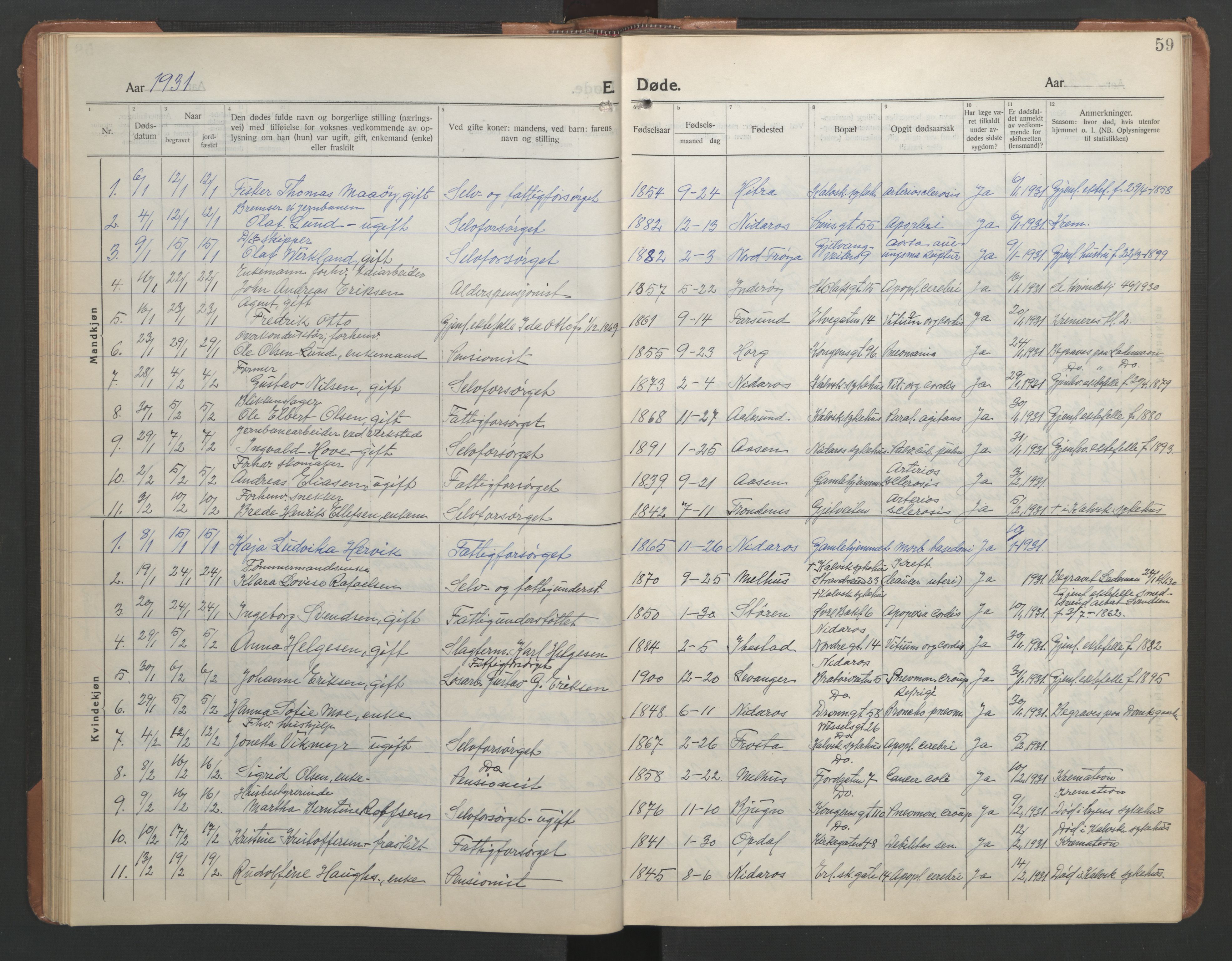 Ministerialprotokoller, klokkerbøker og fødselsregistre - Sør-Trøndelag, SAT/A-1456/602/L0150: Parish register (copy) no. 602C18, 1922-1949, p. 59