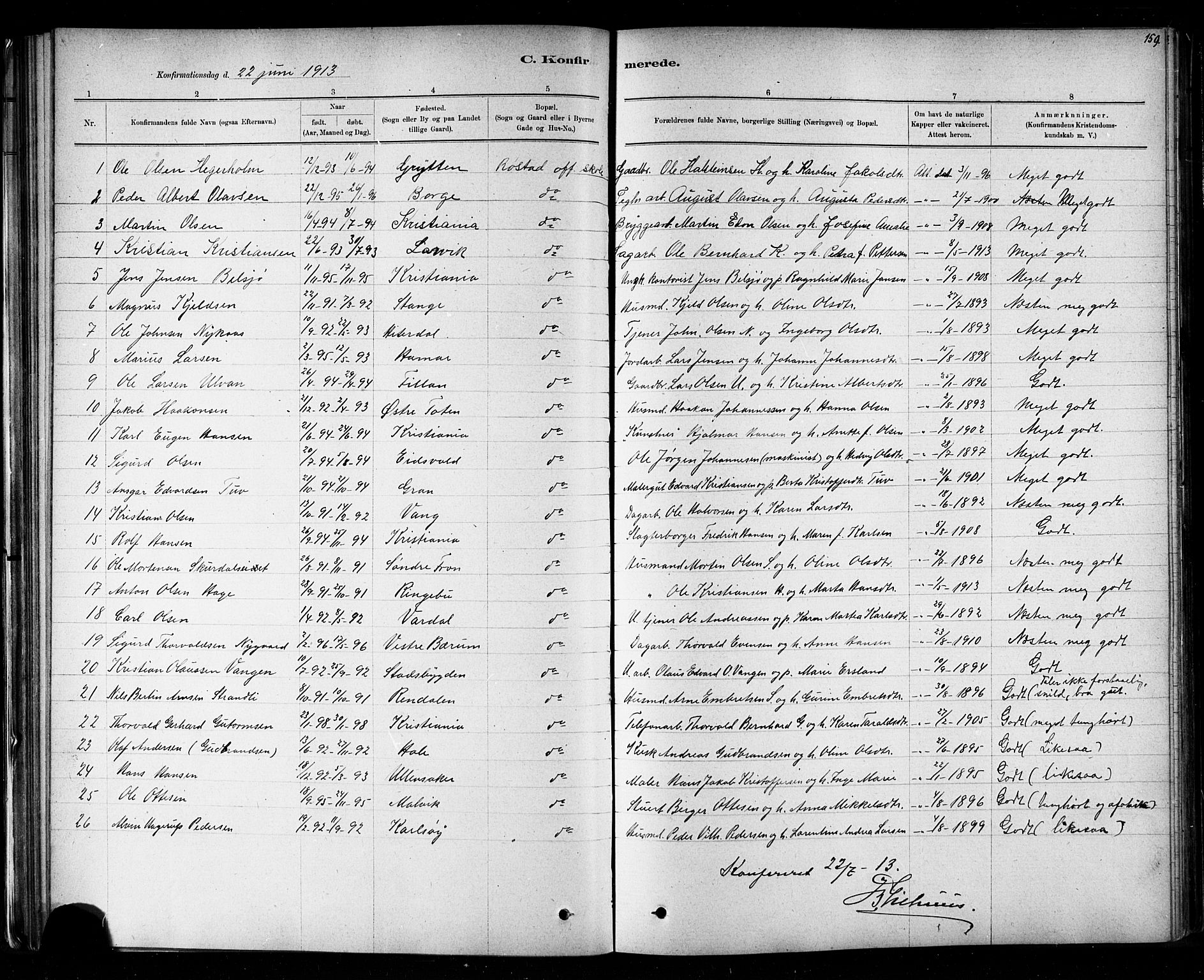 Ministerialprotokoller, klokkerbøker og fødselsregistre - Nord-Trøndelag, SAT/A-1458/721/L0208: Parish register (copy) no. 721C01, 1880-1917, p. 159
