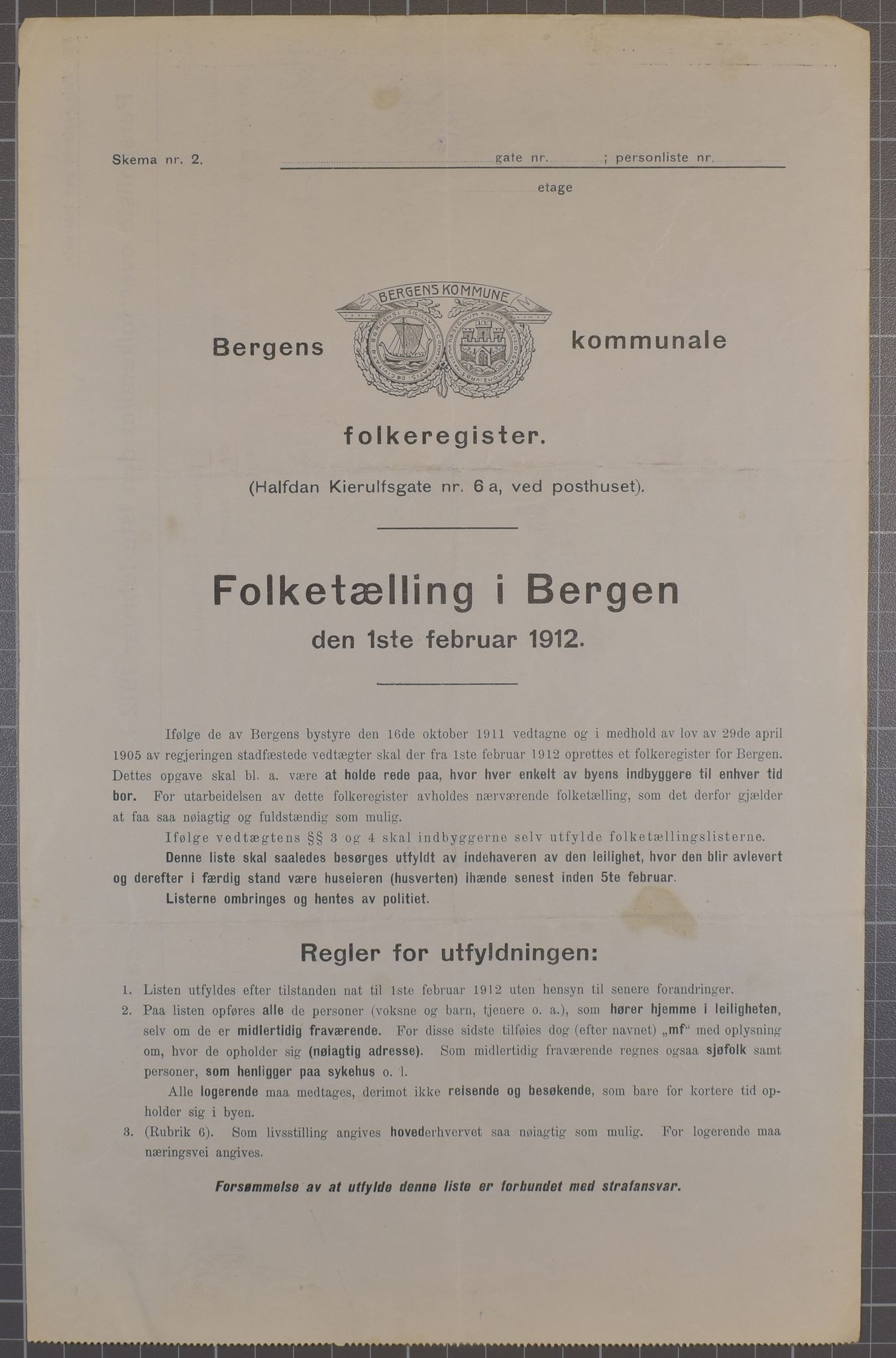 SAB, Municipal Census 1912 for Bergen, 1912, p. 1556