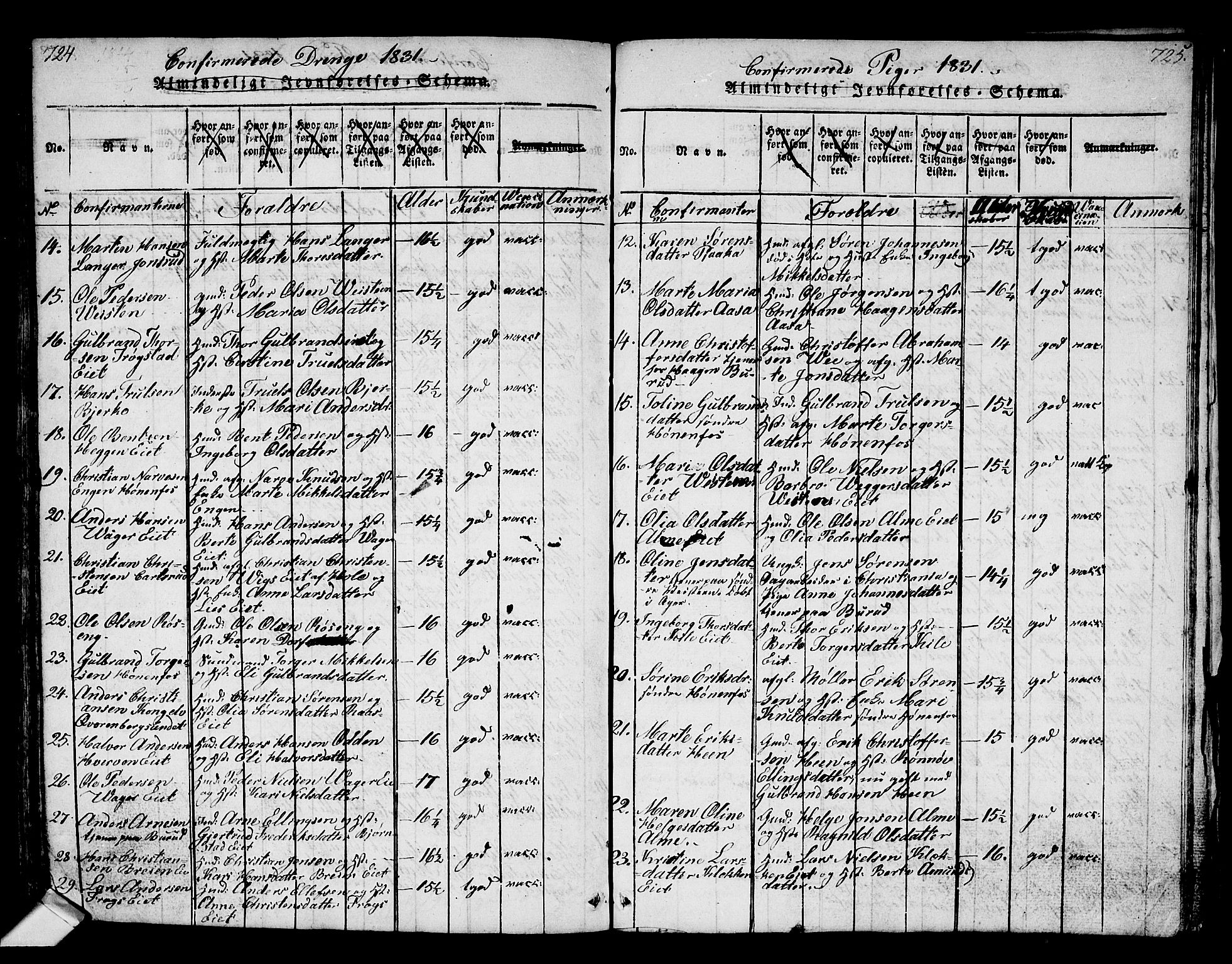 Norderhov kirkebøker, AV/SAKO-A-237/G/Ga/L0002: Parish register (copy) no. I 2, 1814-1867, p. 724-725